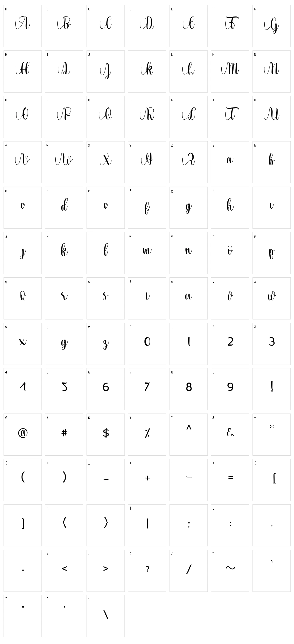 Lovea Hegena Character Set