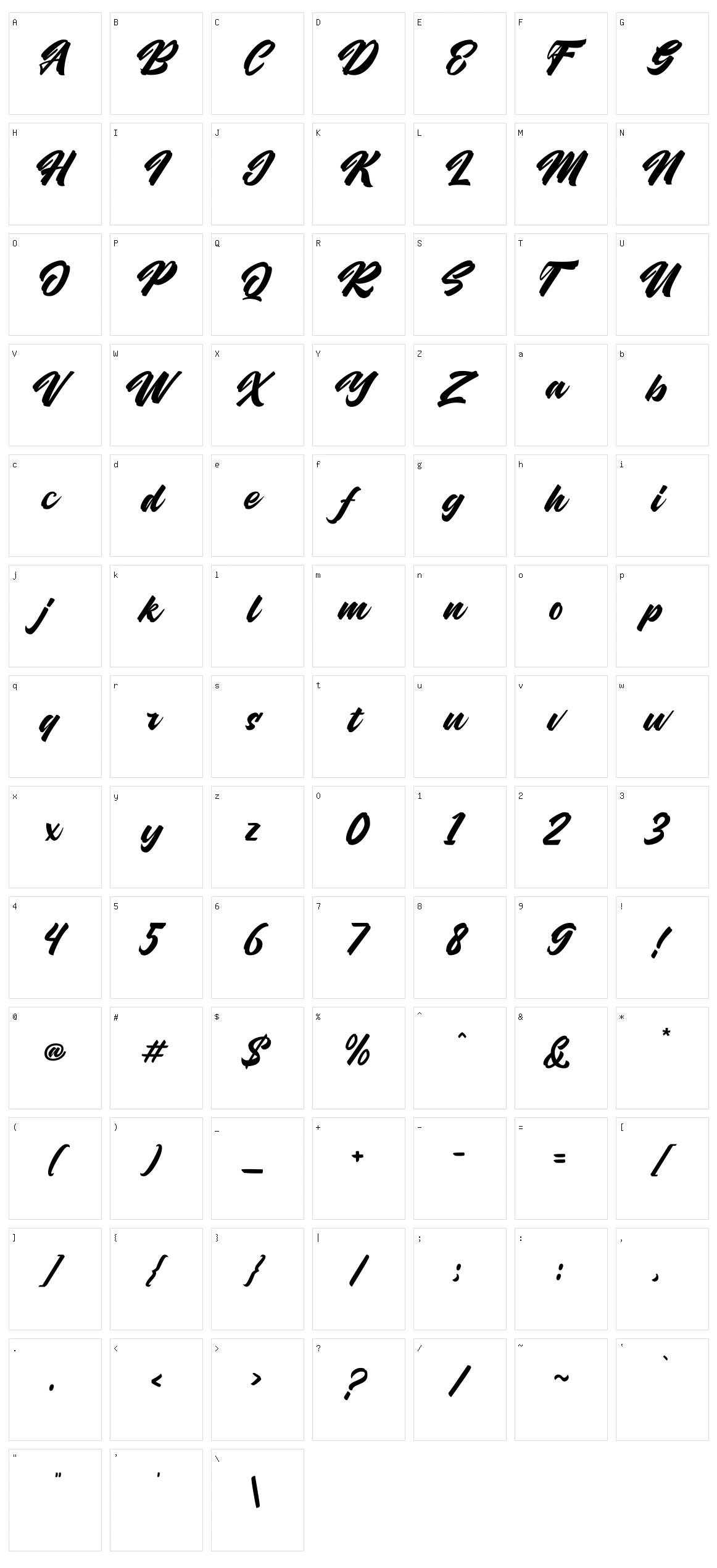 Hubolt Character Set