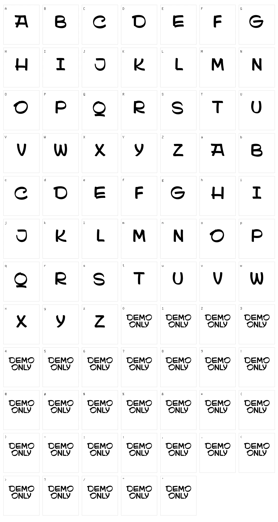 Sidestroke Character Set