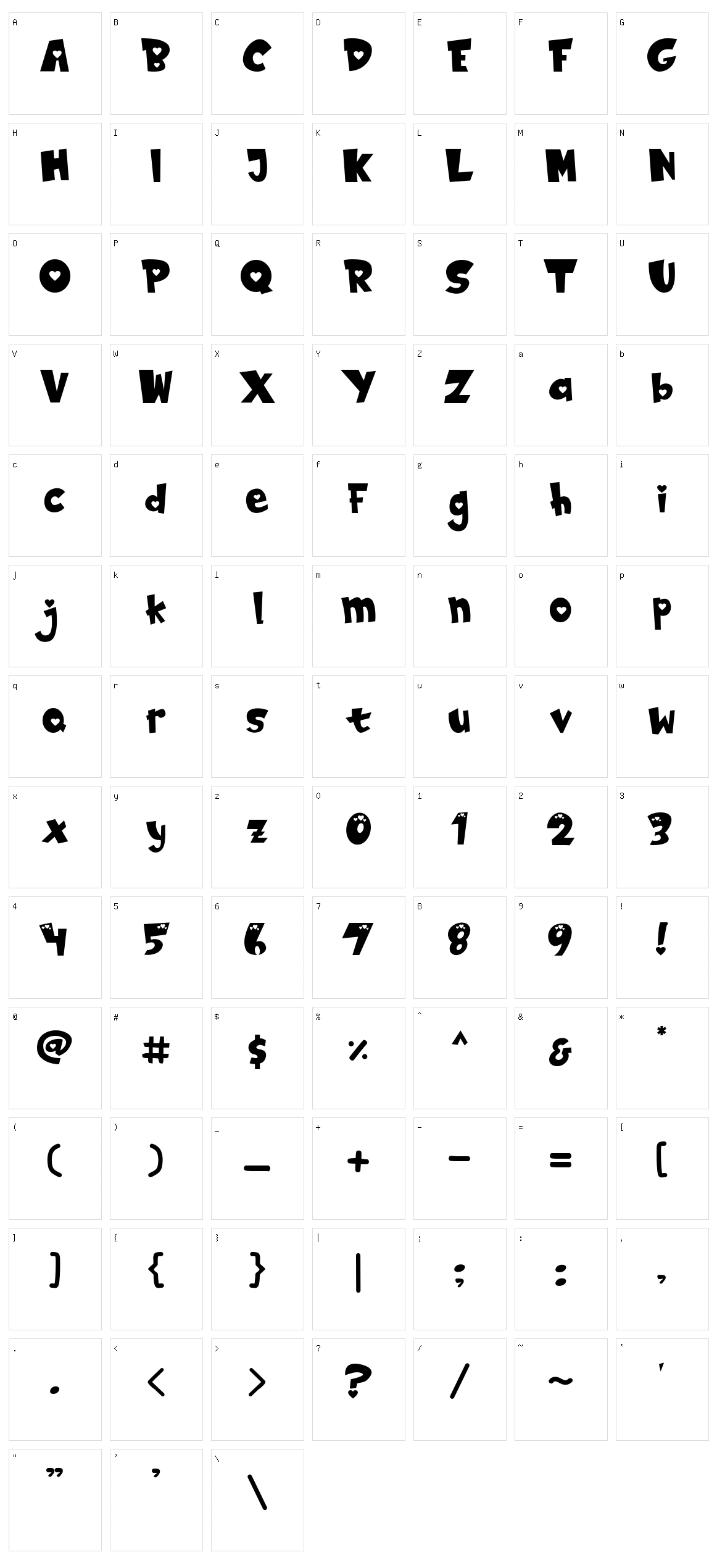 Lovely Heart Character Set