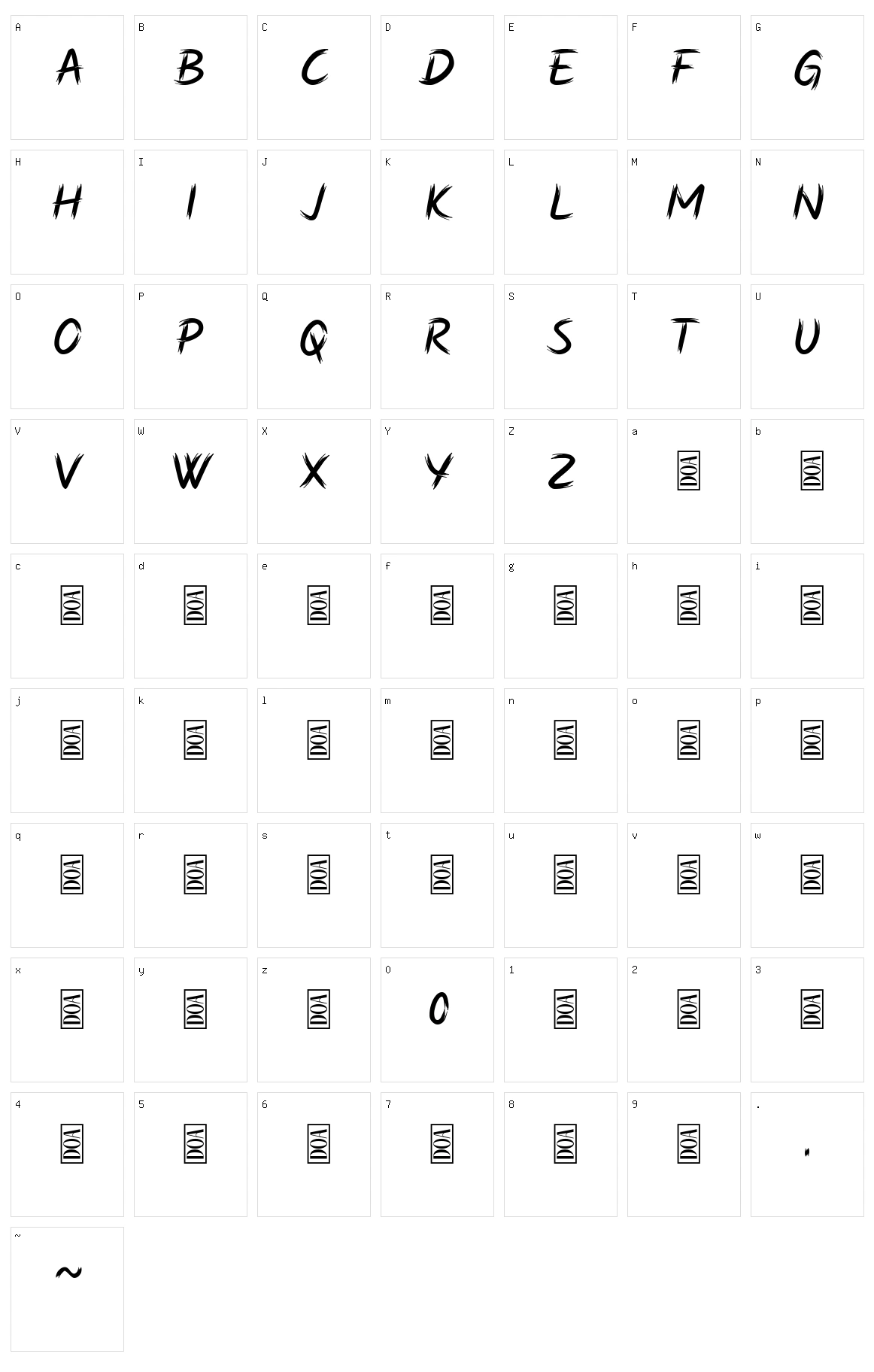 Zebra Character Set