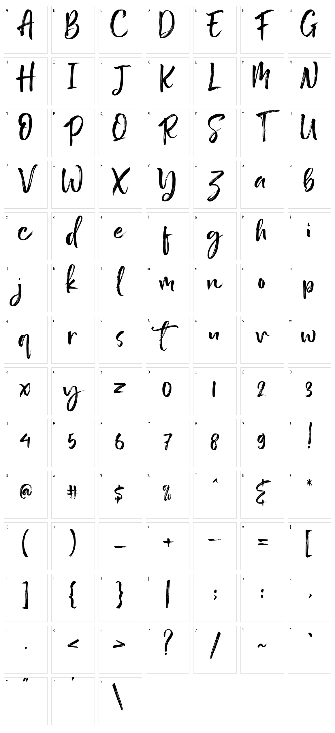 Antero Character Set