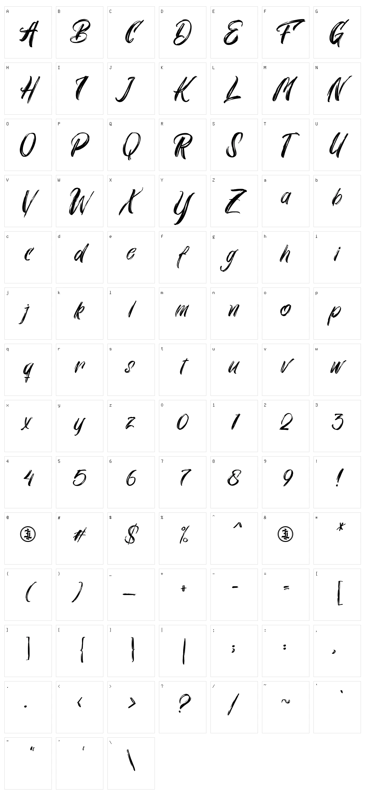 Bluezingham Character Set