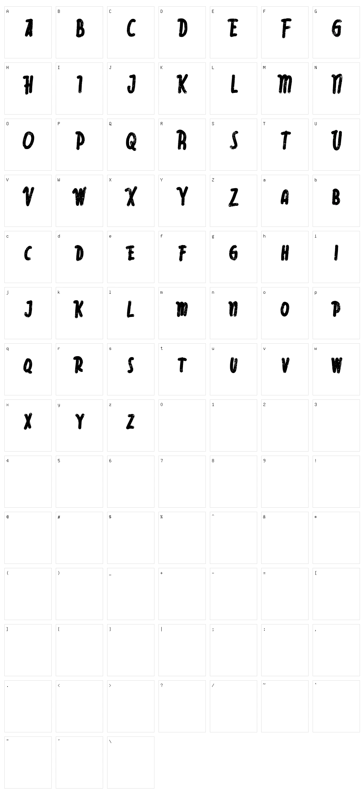 Rebelia Character Set