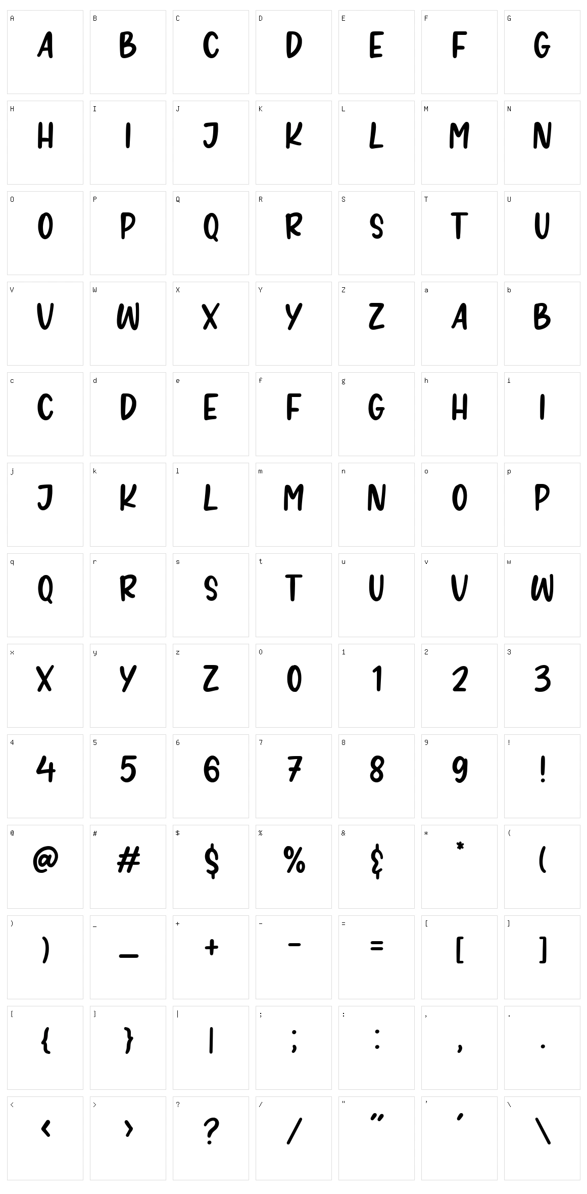 Rintik Sendu Character Set