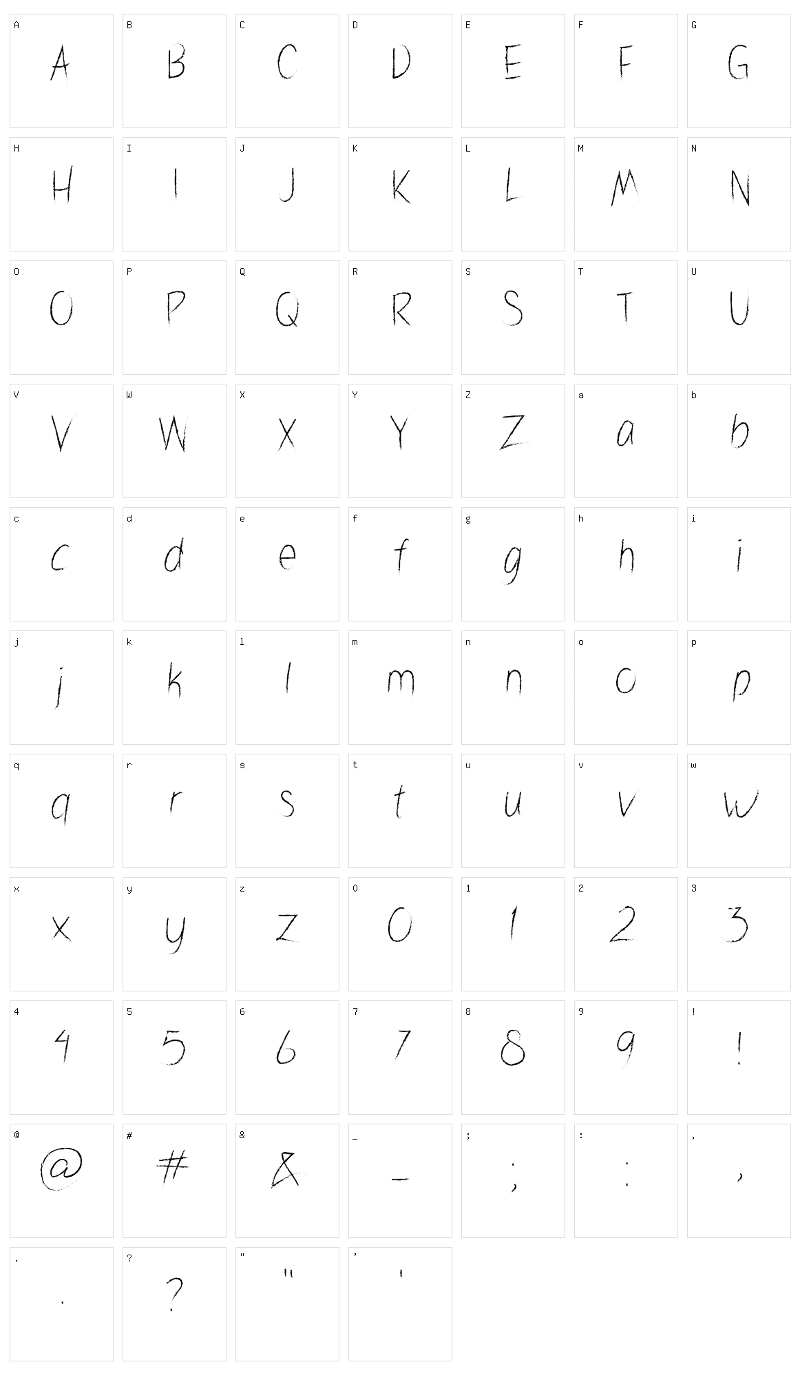 Valibrush Character Set
