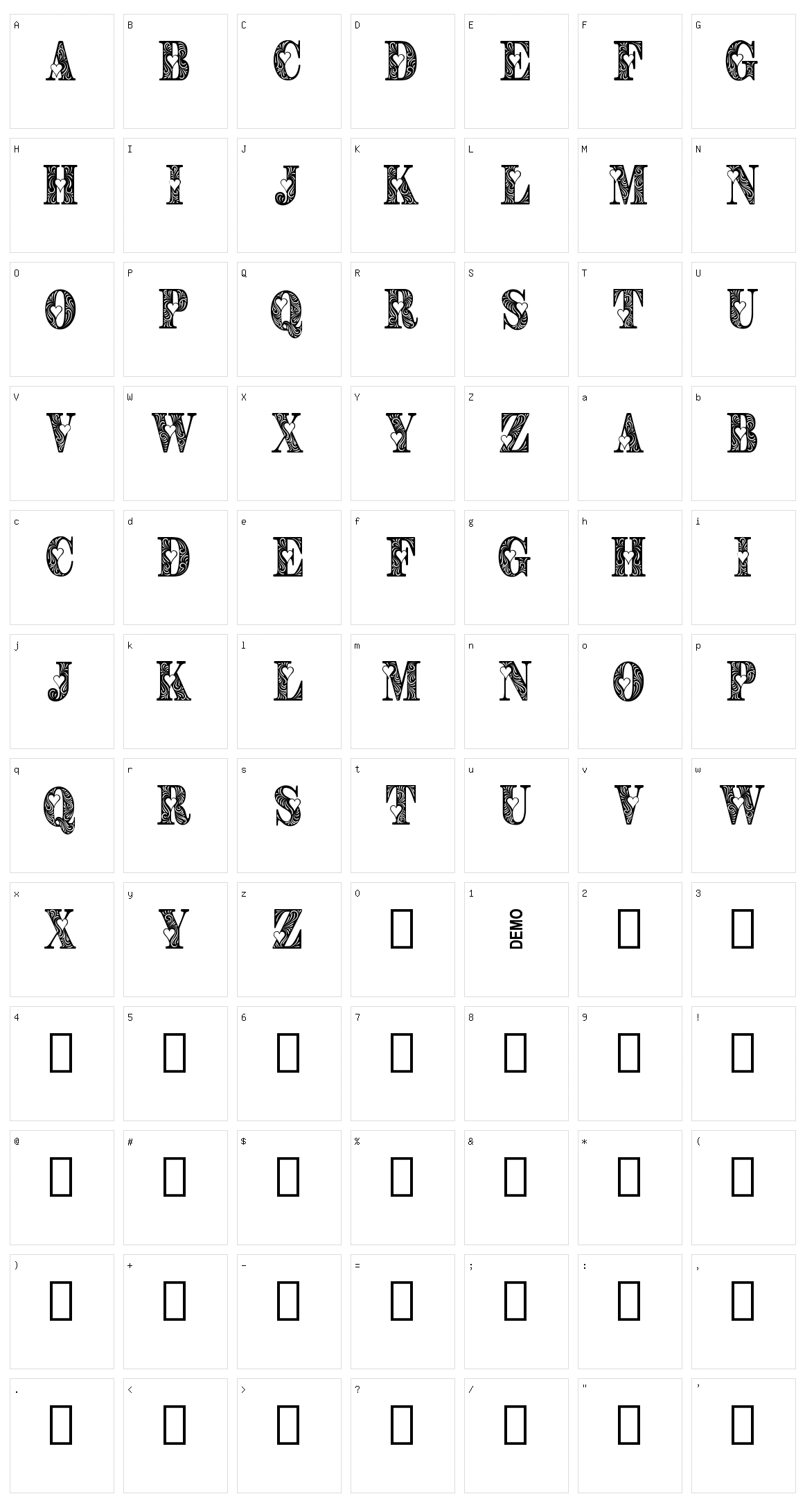Valtin Character Set