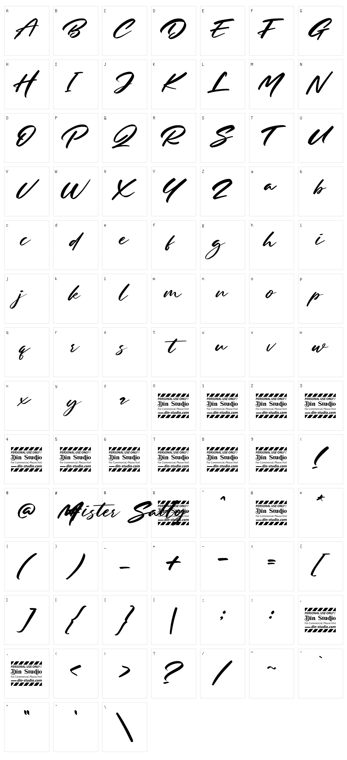 Mister Sally Character Set