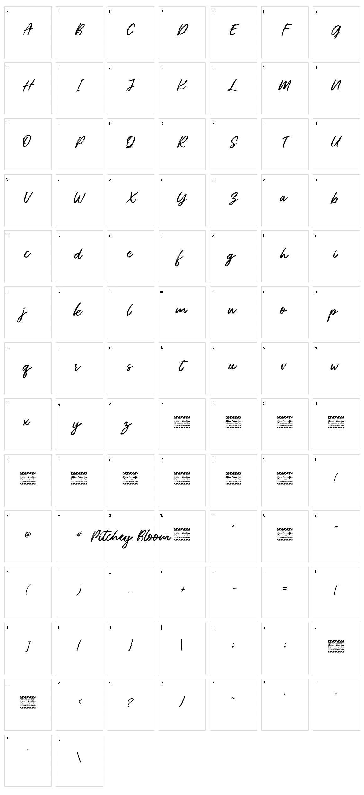 Pitchey Bloom Character Set