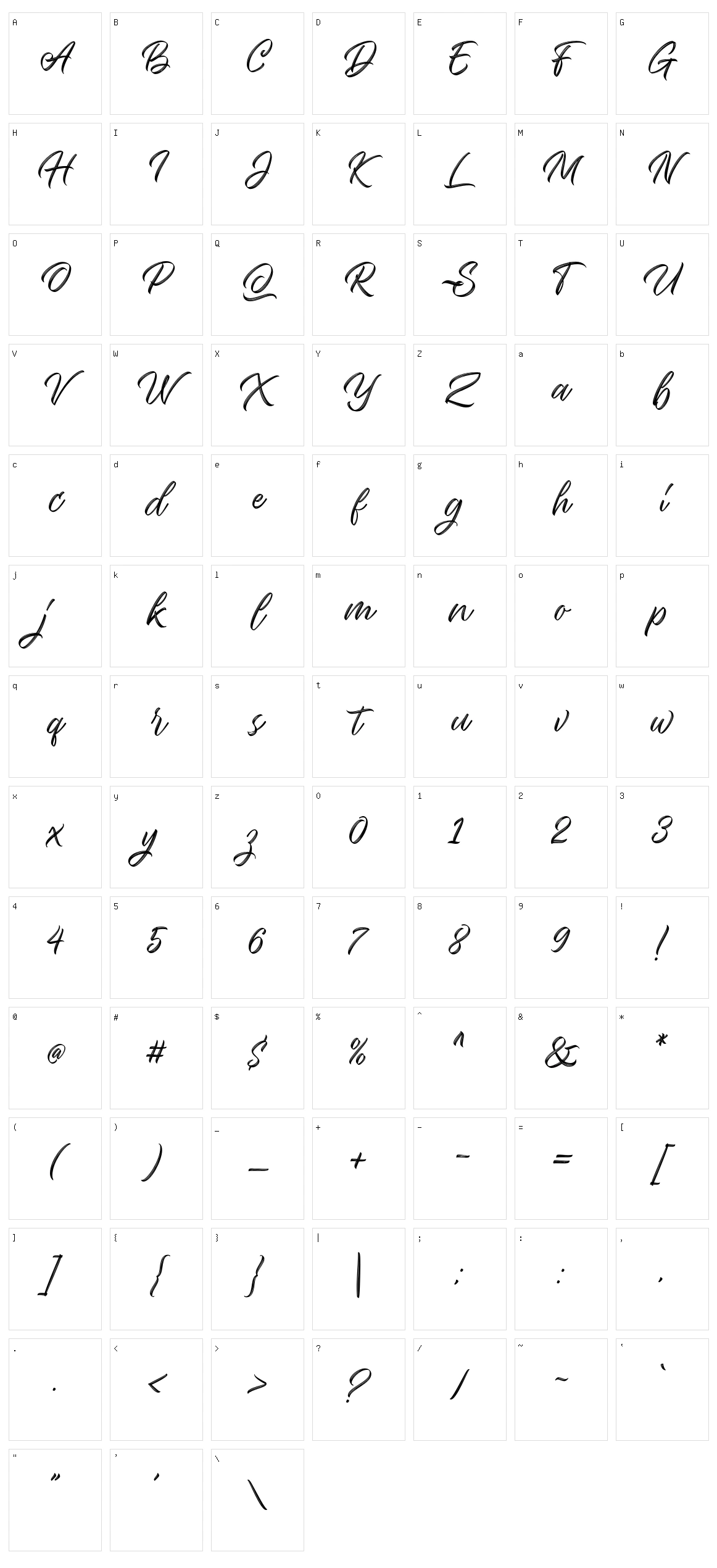 Seymore Script Character Set