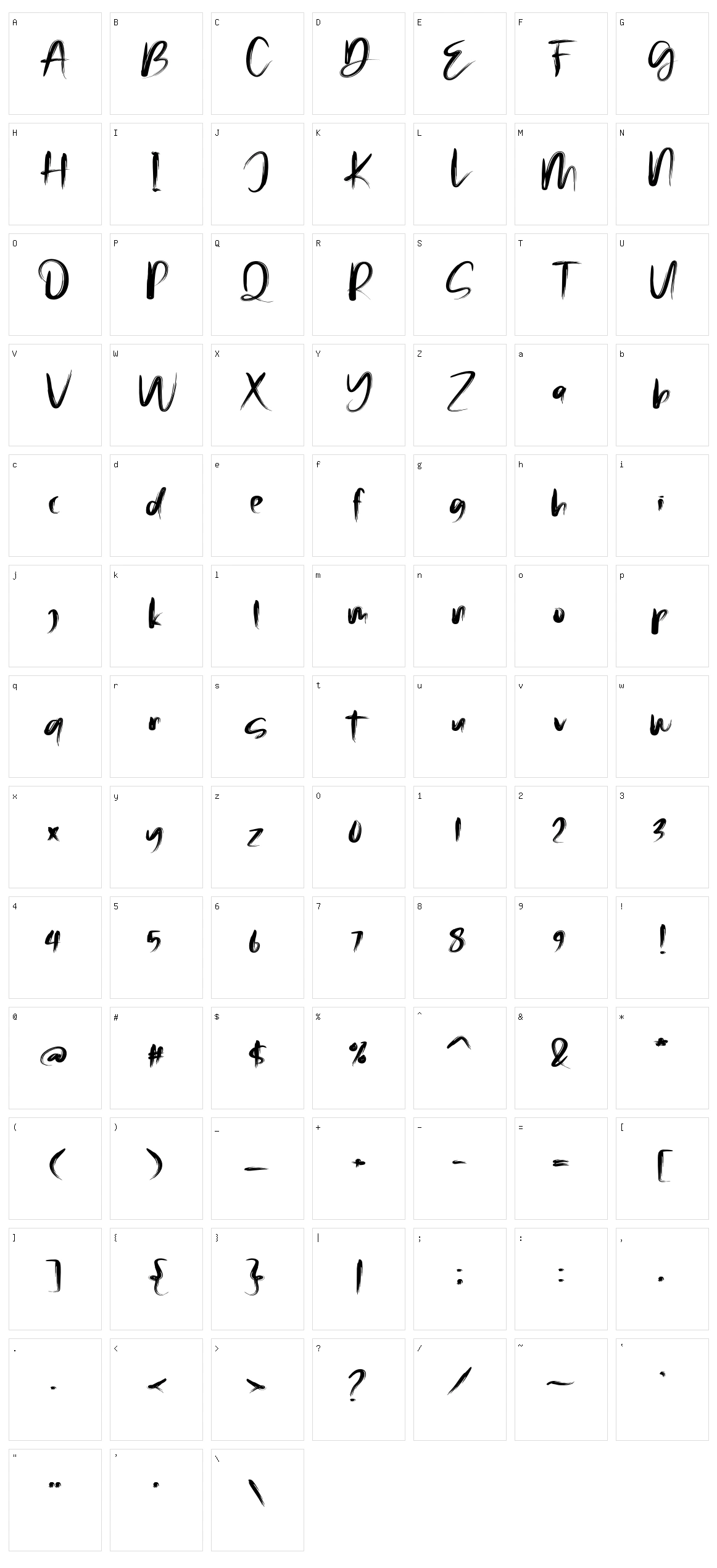 Malinga Character Set