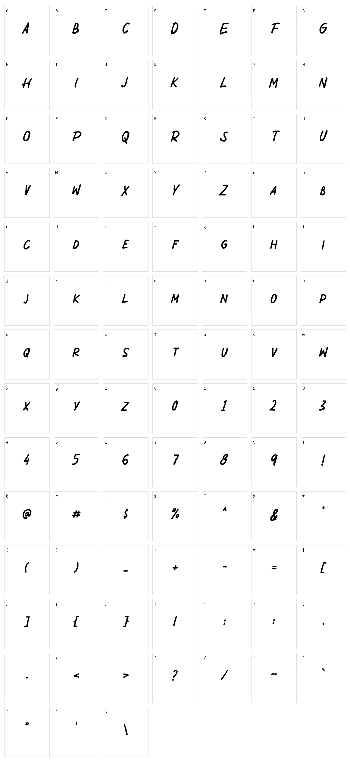 Democrasweet Character Set