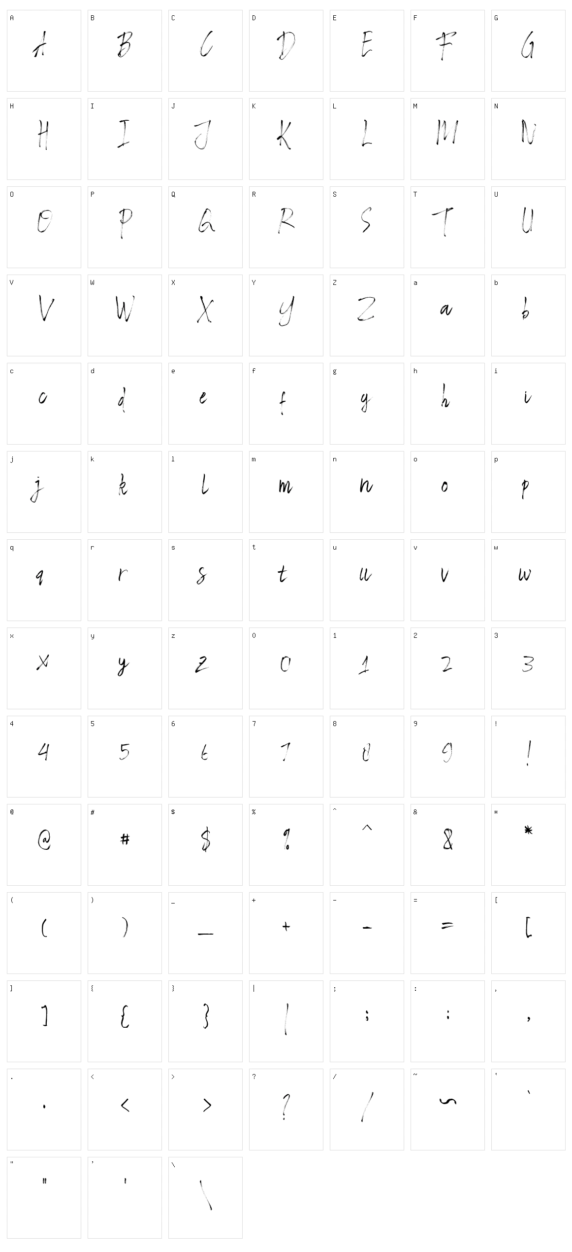 Raster Brush Character Set