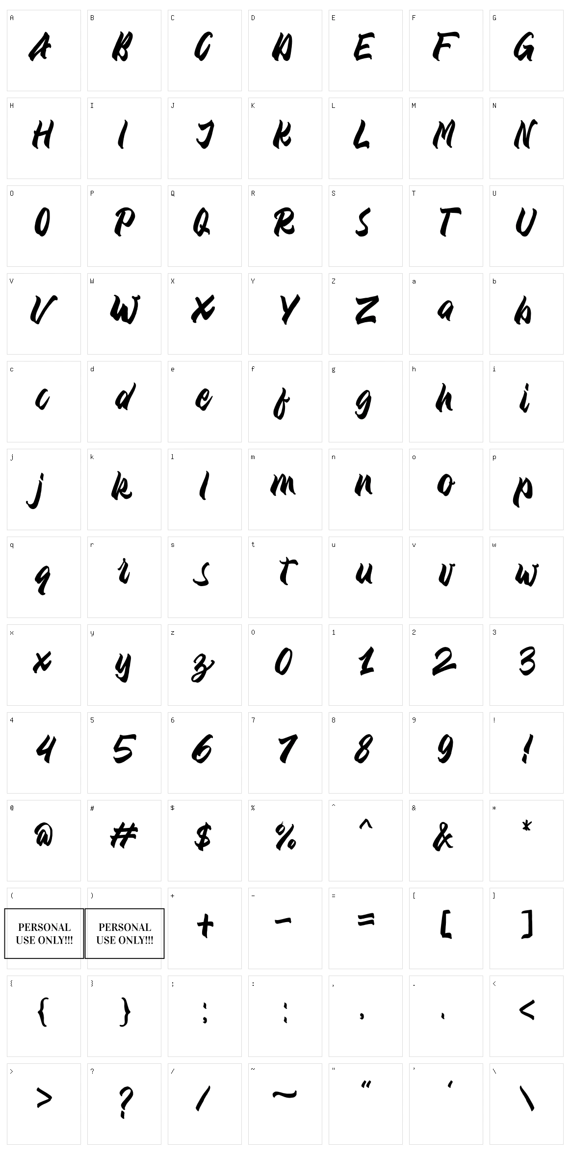 Grandia Character Set
