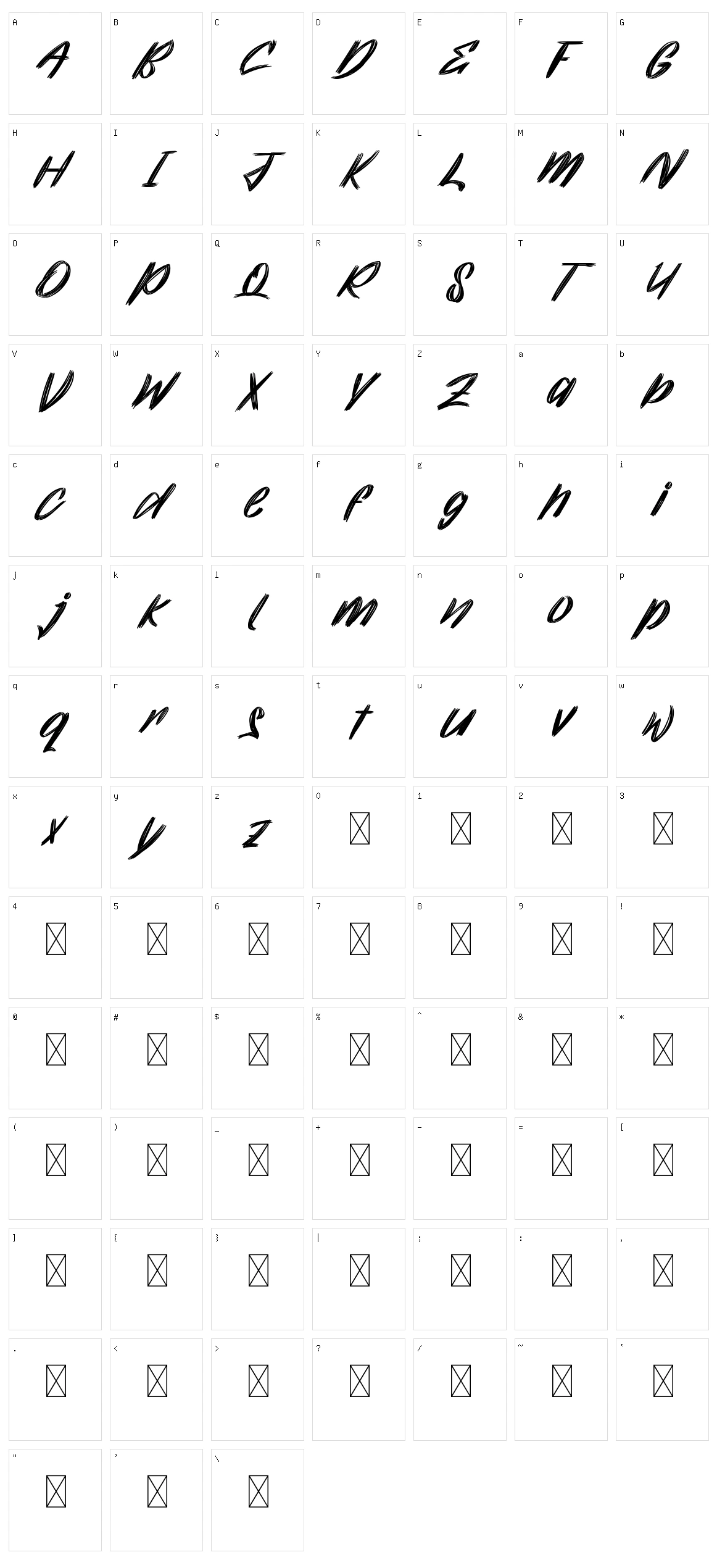 Flowsand Character Set