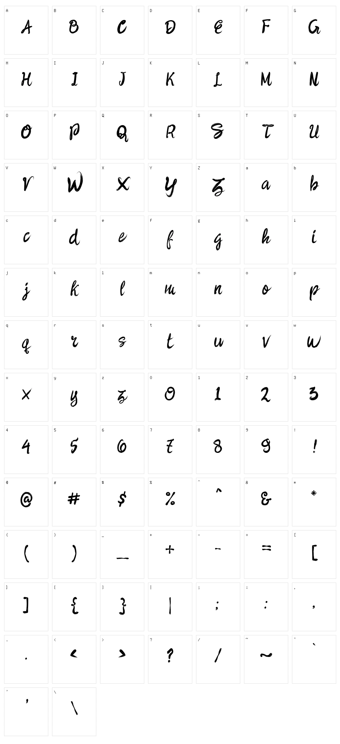 Brush Letter Character Set
