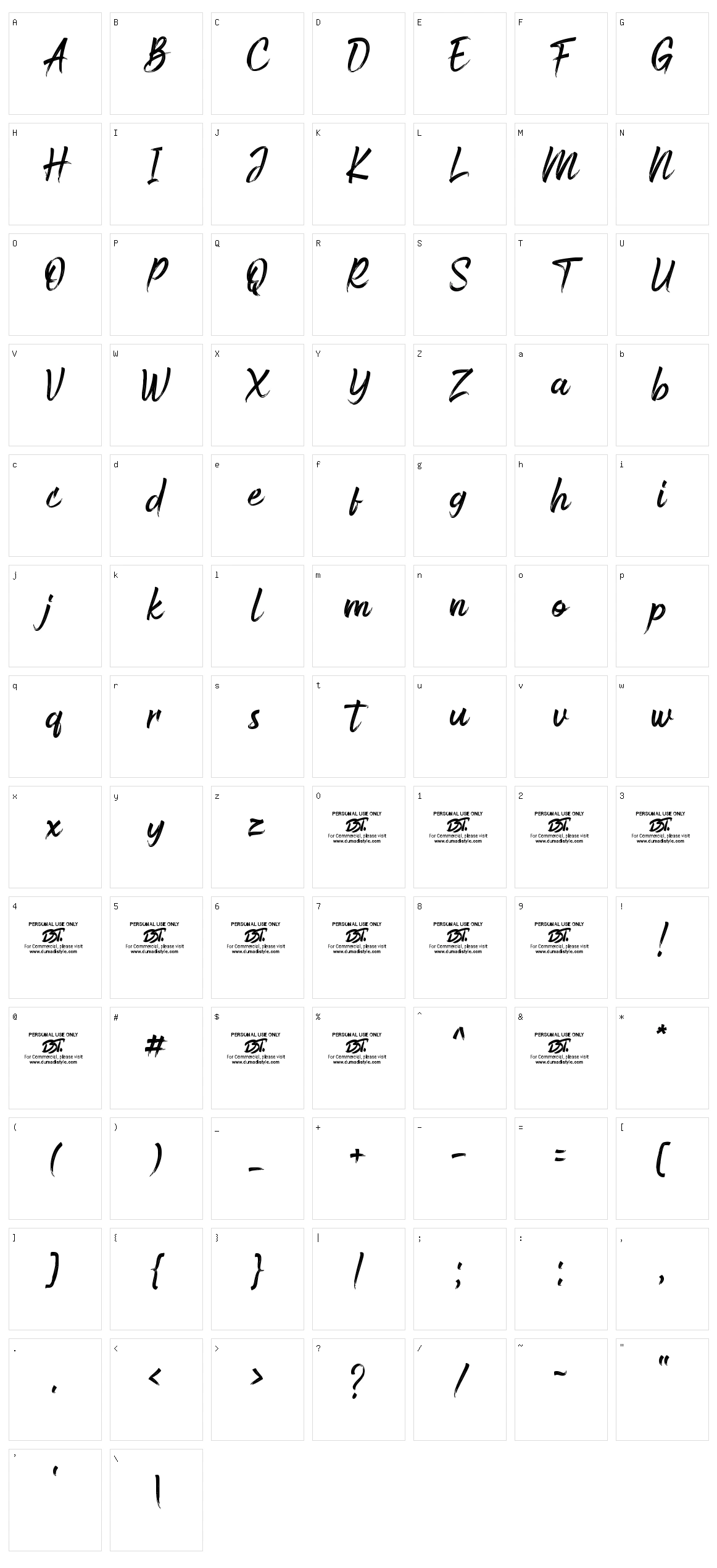 Bustered Character Set