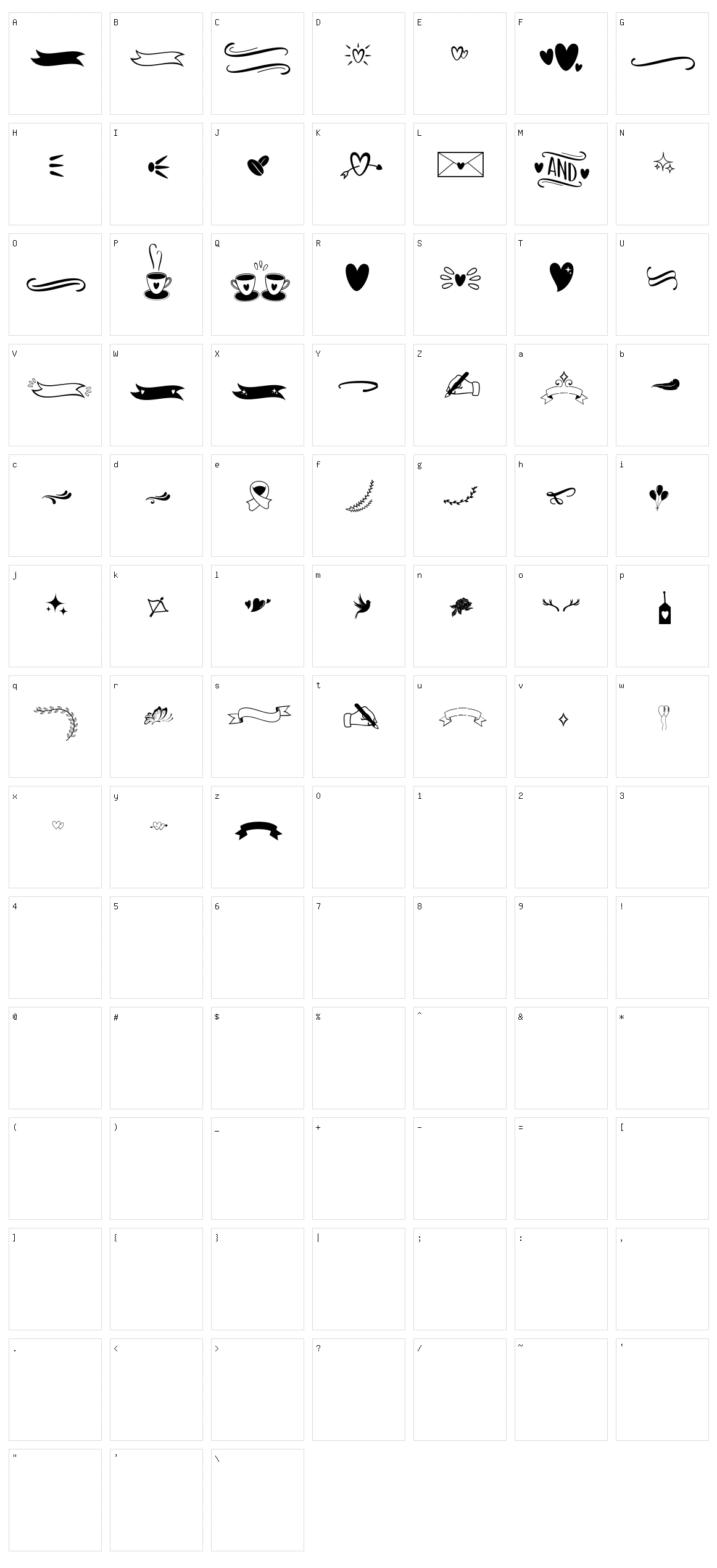 Blustina Extras Character Set