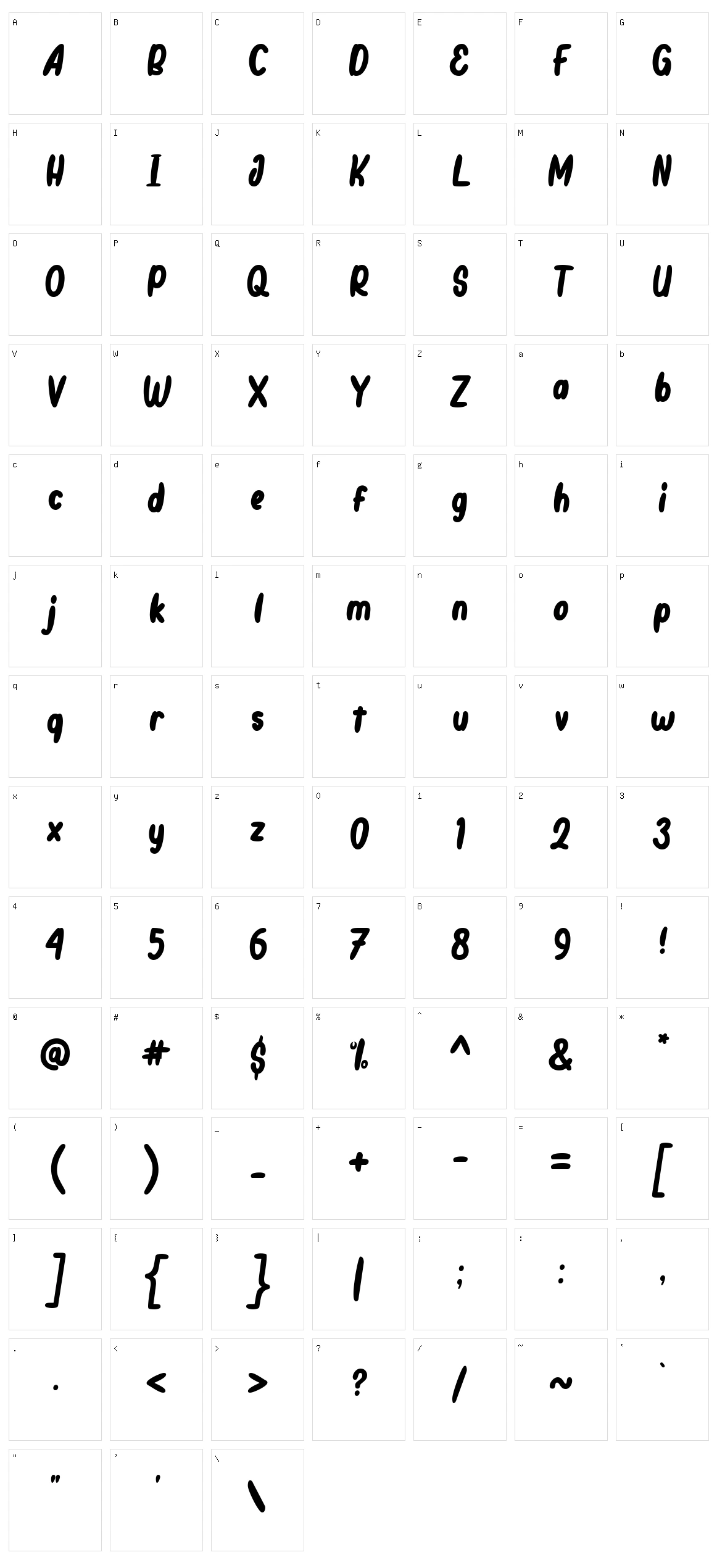 Cappung Character Set