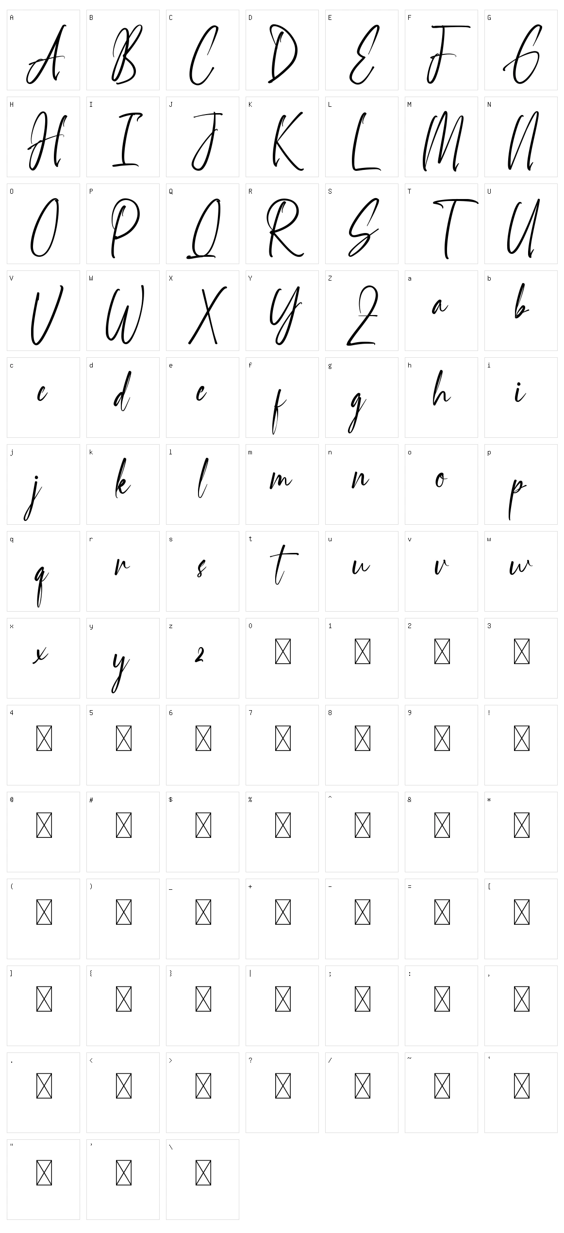 Handselled Character Set