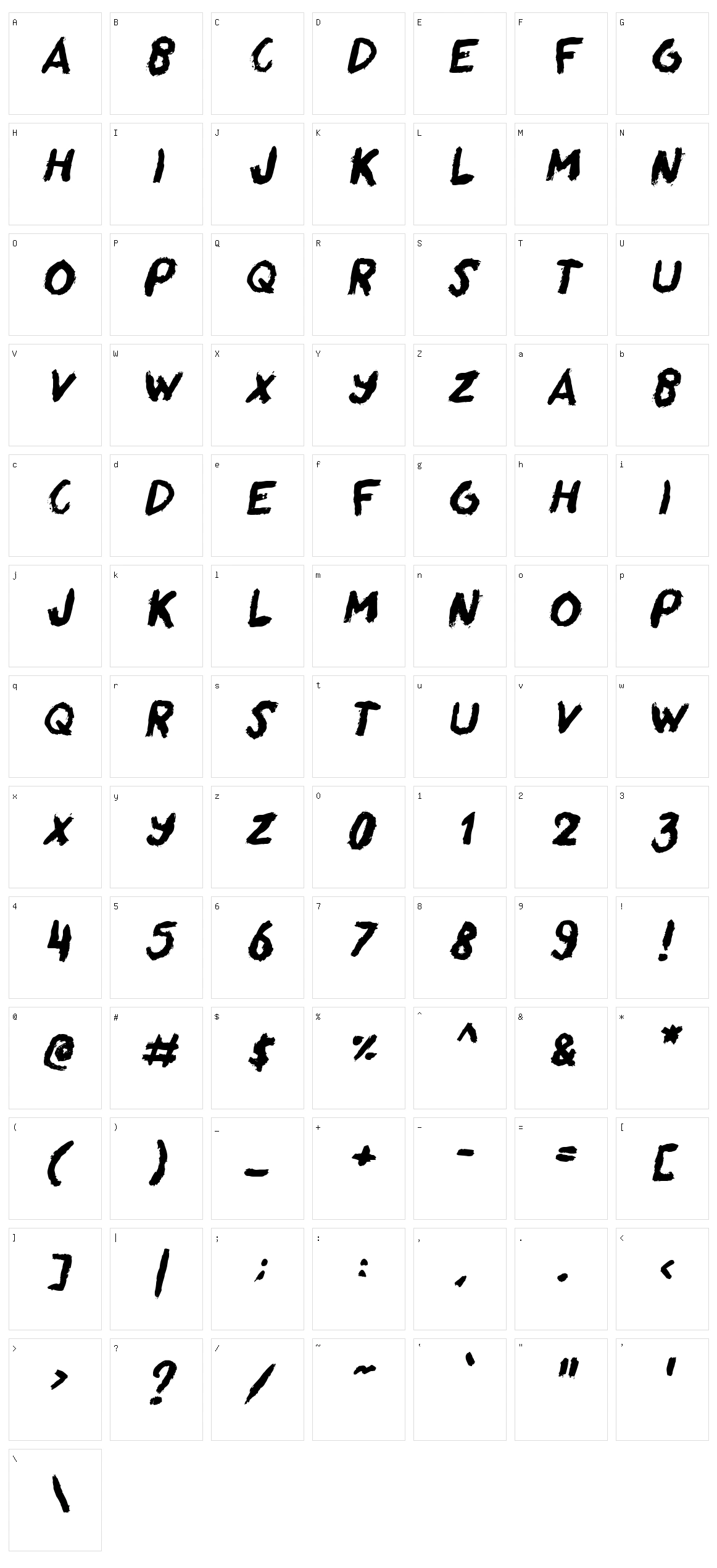Pinzelan Character Set