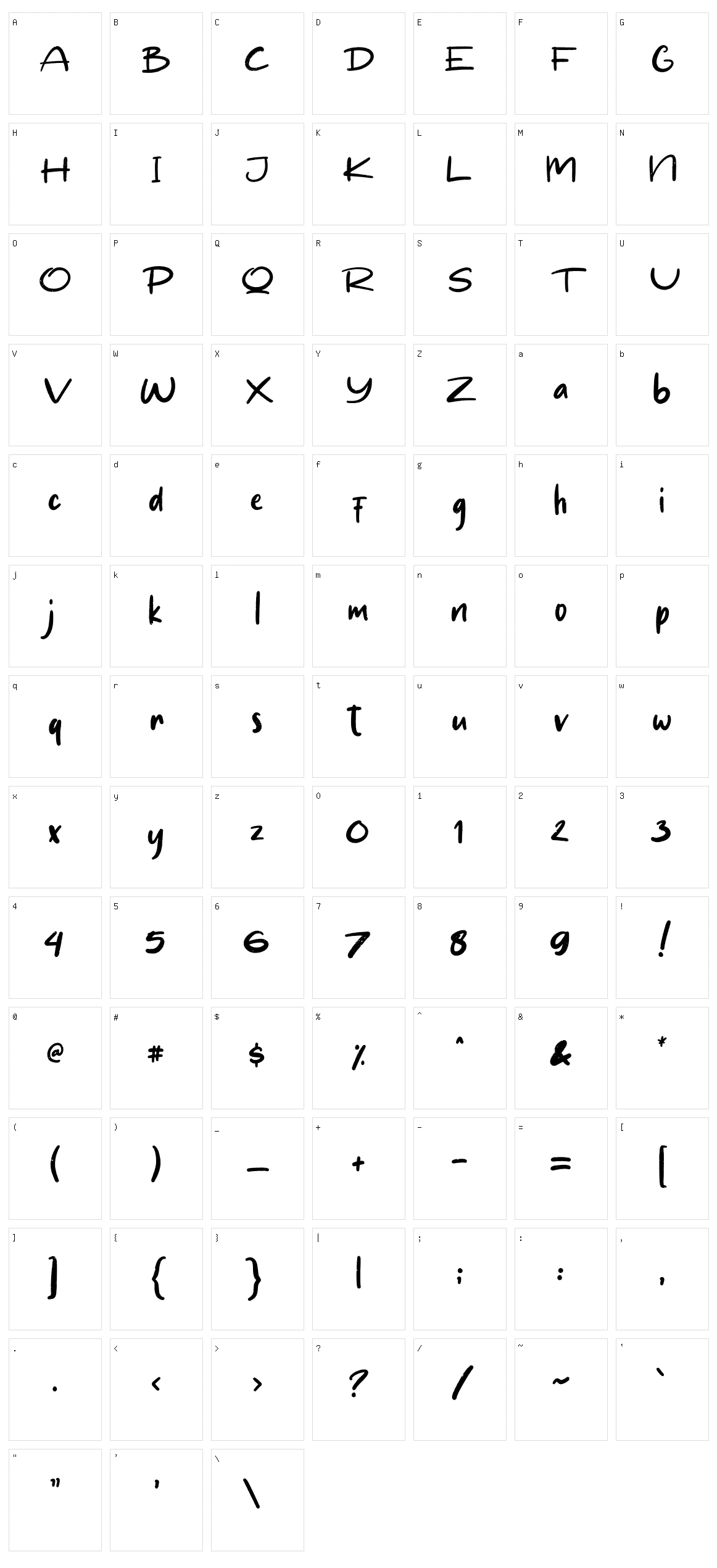 Rascall Character Set