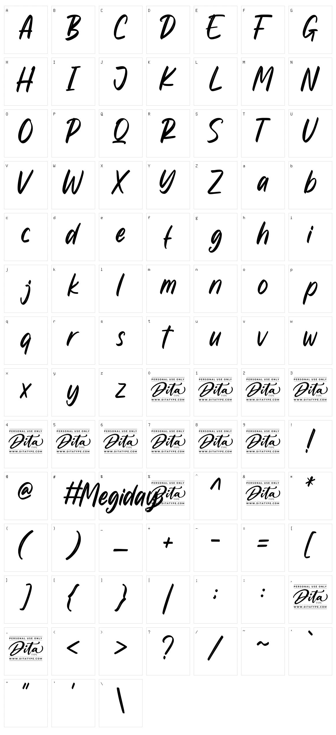 Megiday Character Set