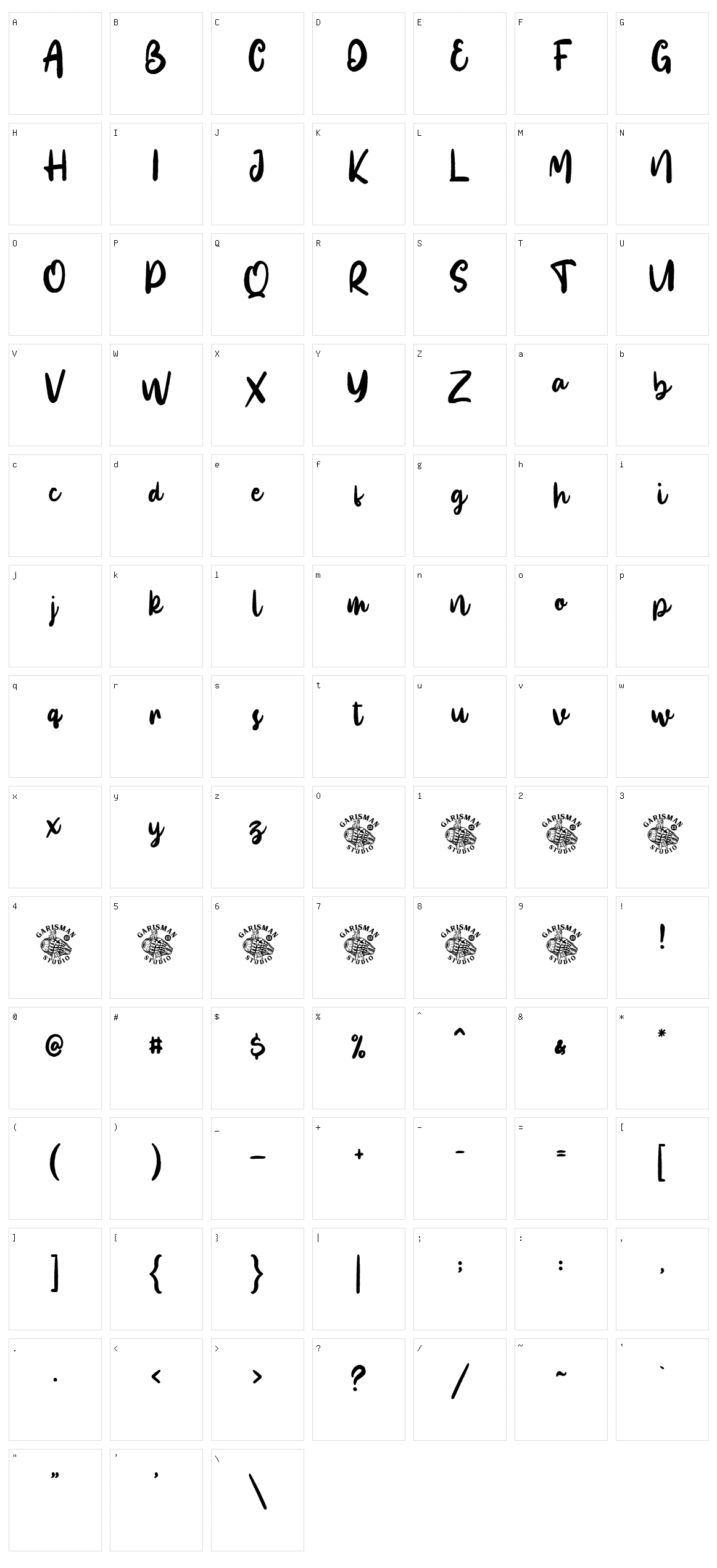 Sunkiss Character Set