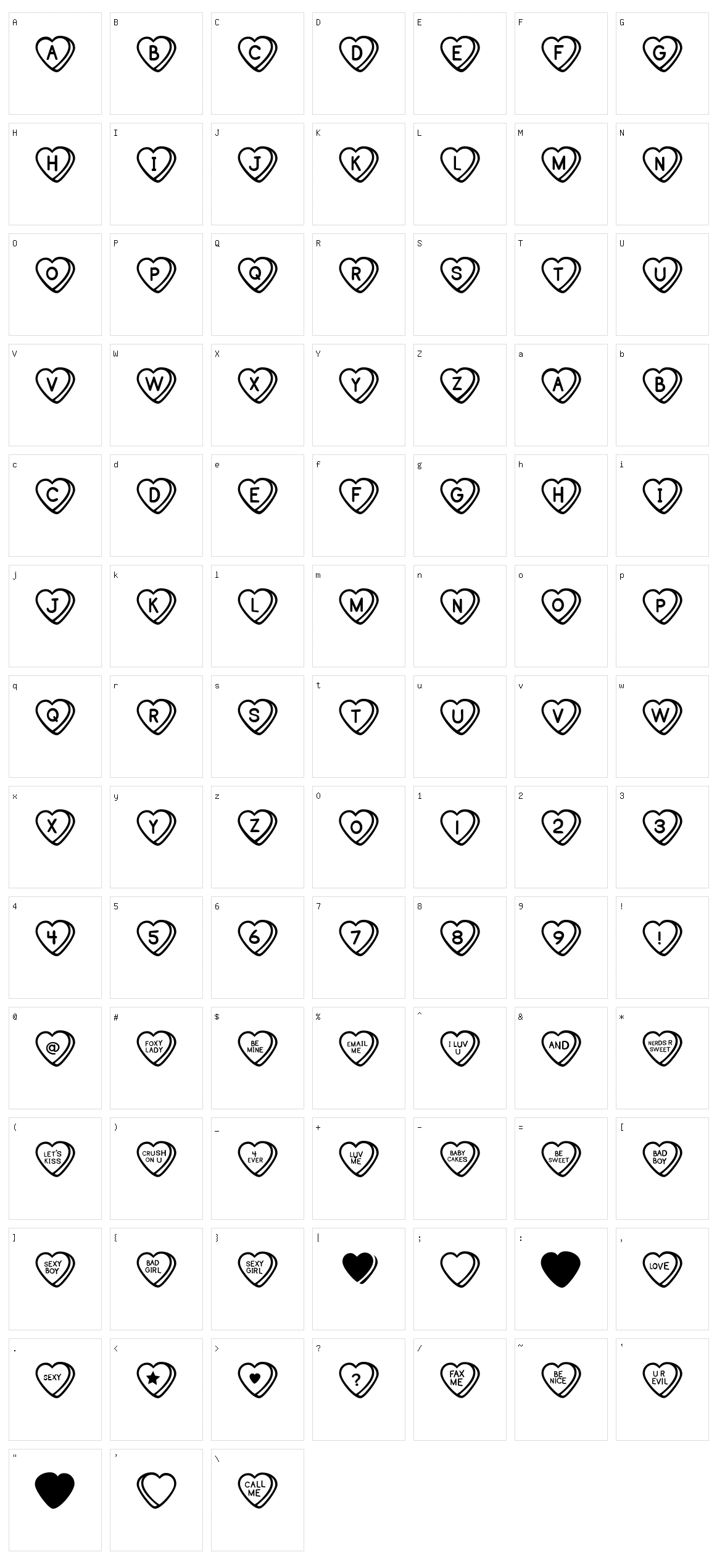 Sweet Hearts BV Character Set
