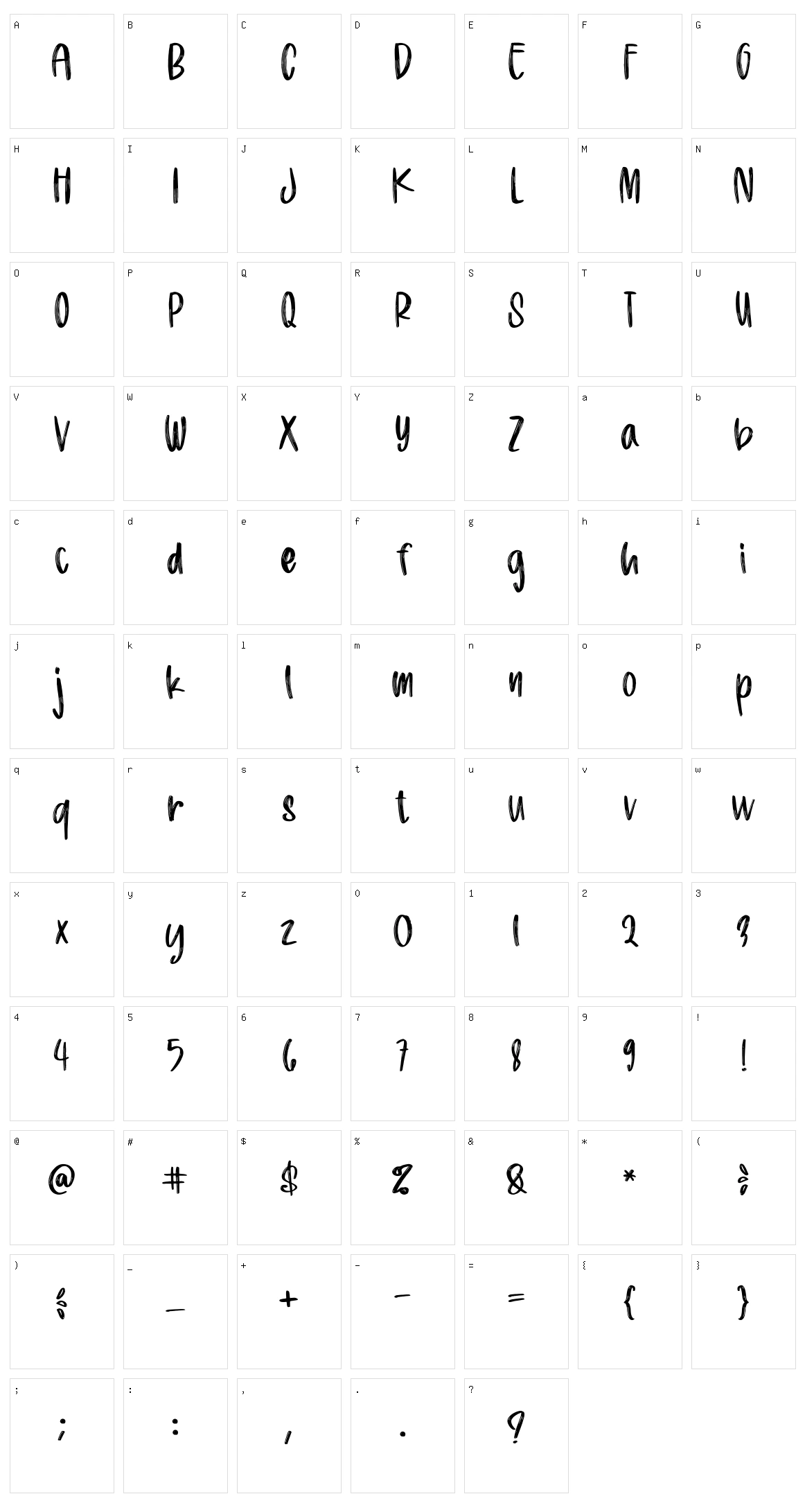 Hanindya Character Set