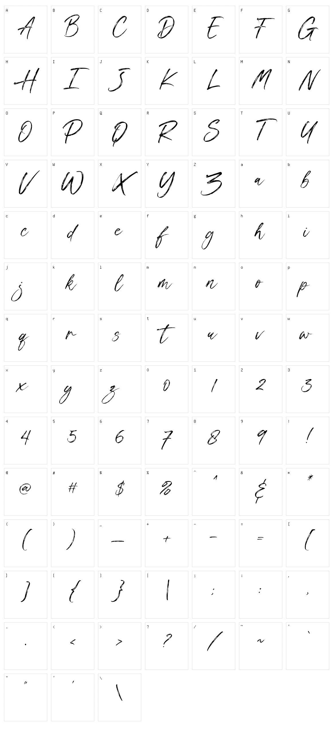 Frasell Character Set