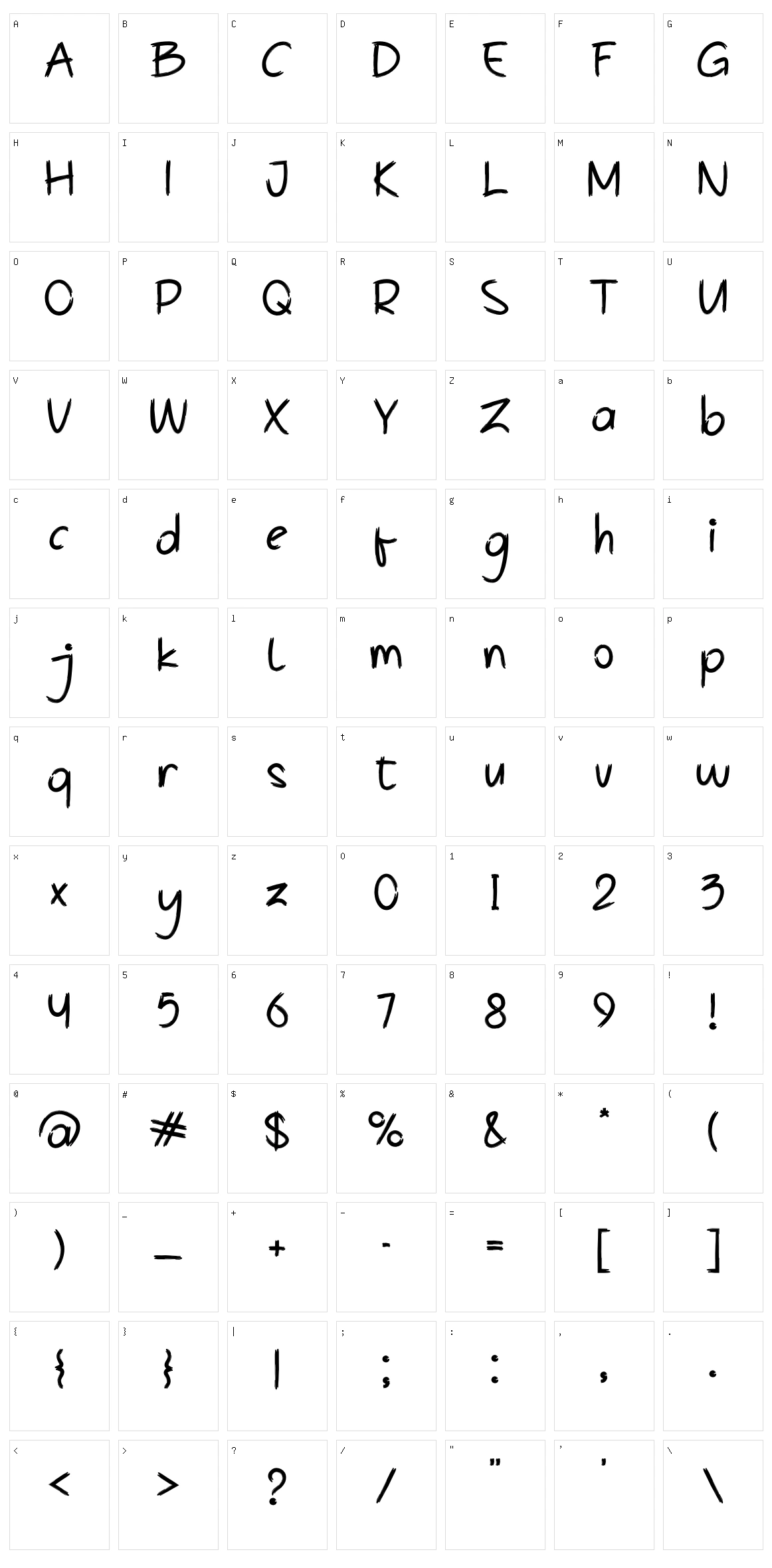 Billa Brush Character Set