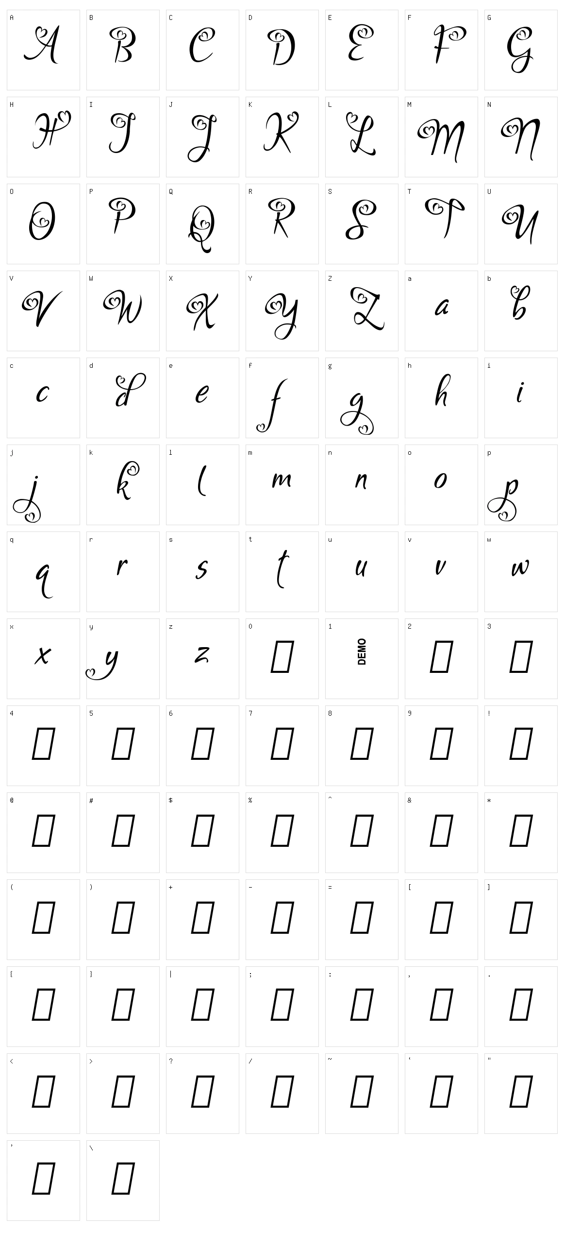 Bigdey Character Set