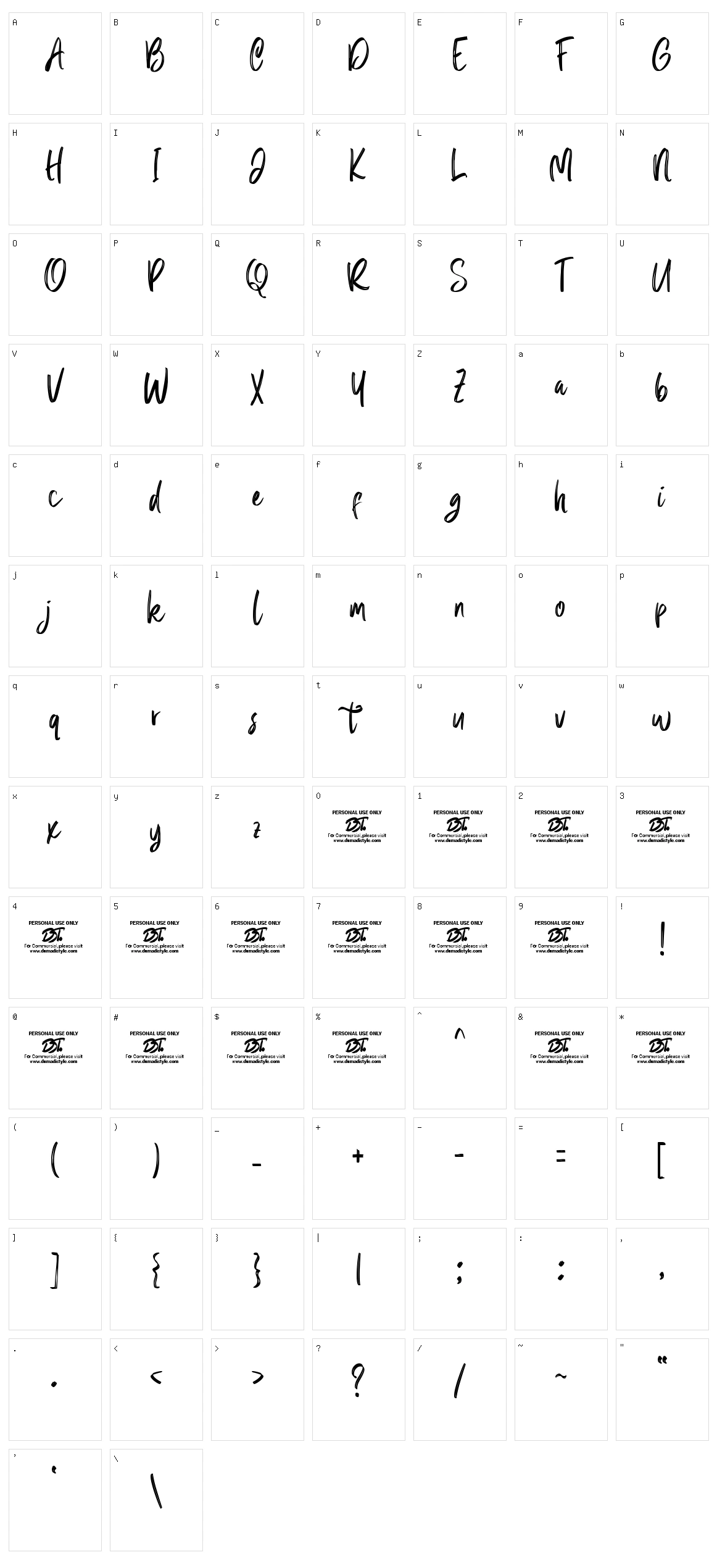 Faxnes Character Set