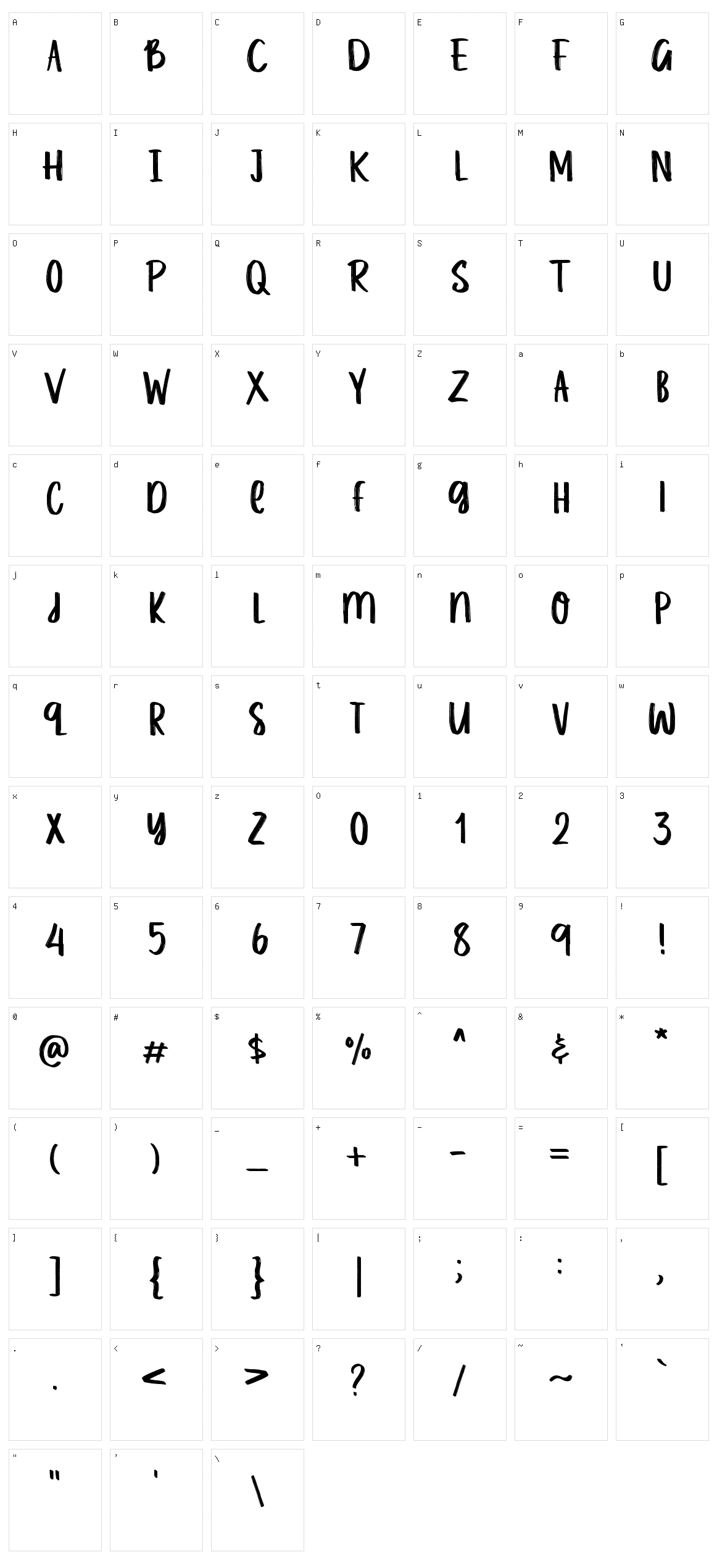 Happiness Machine Script Character Set