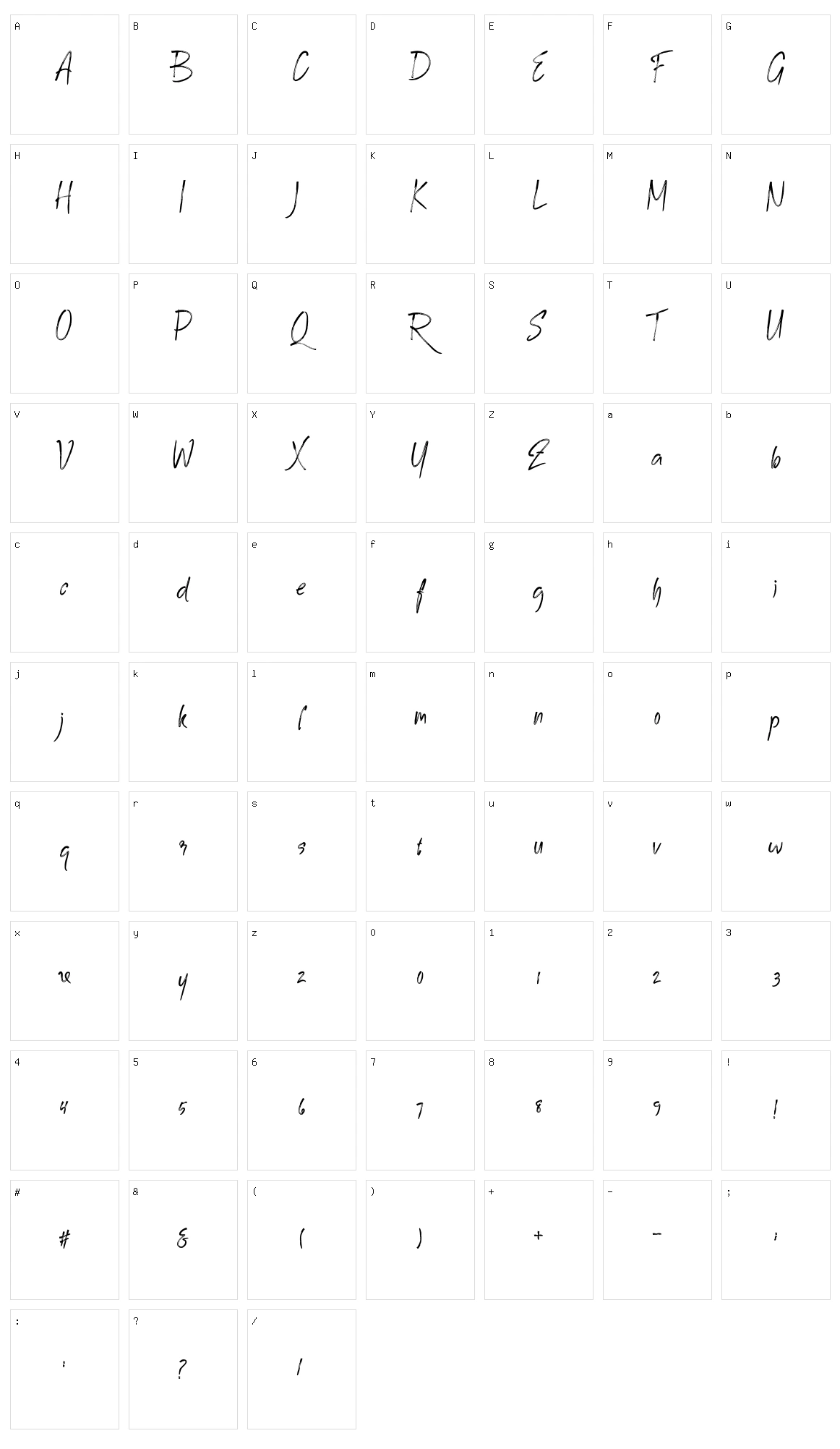 Radena Character Set