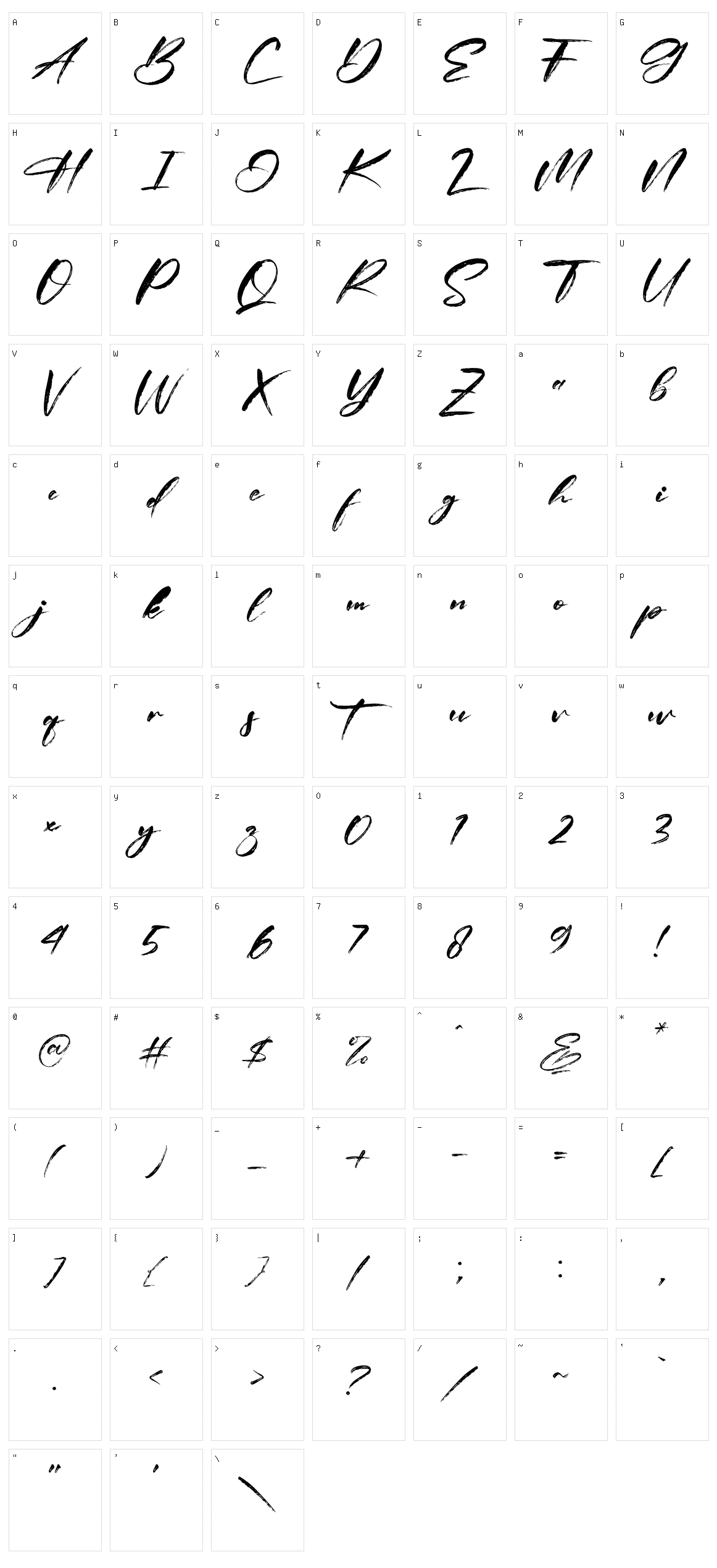Castedral Character Set