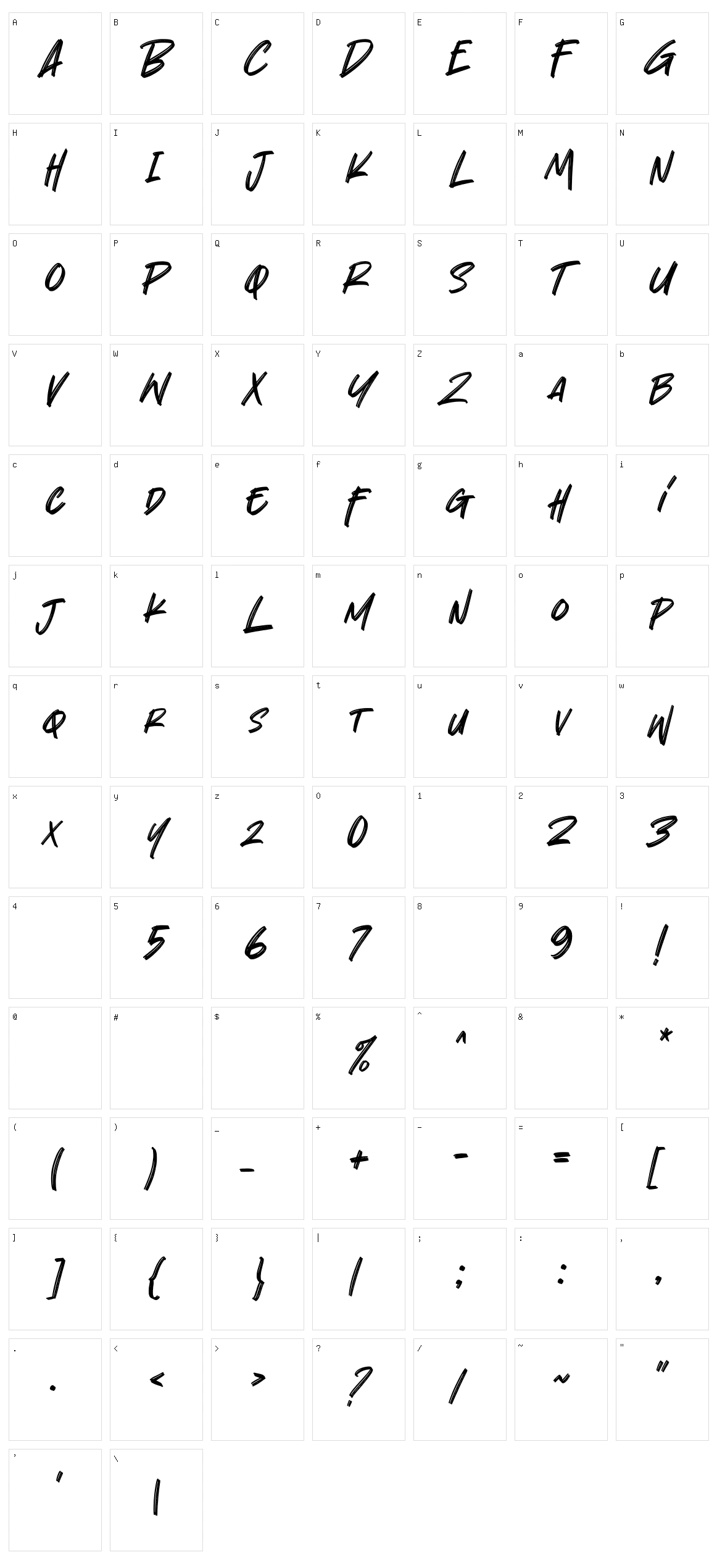 Boochild Character Set