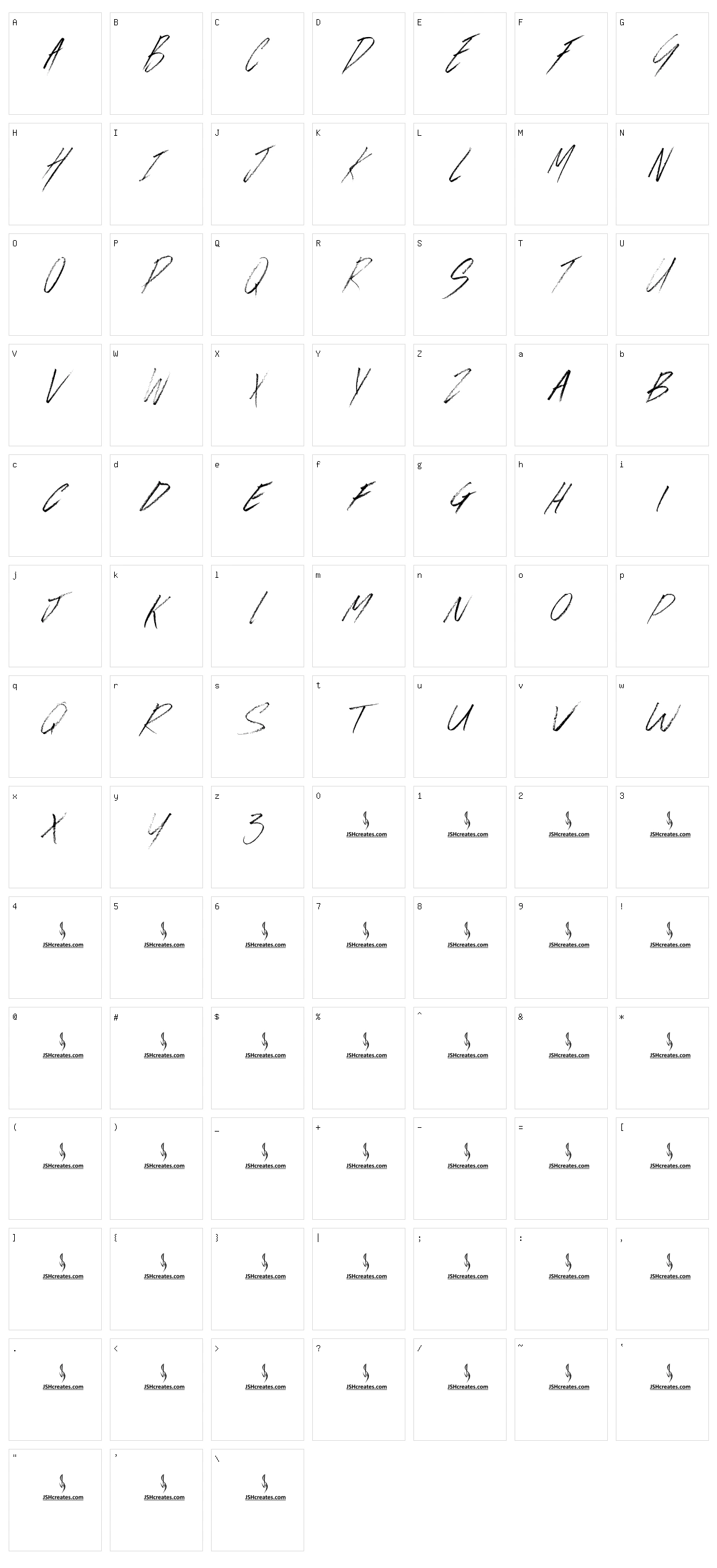 Evergreen Brush Character Set