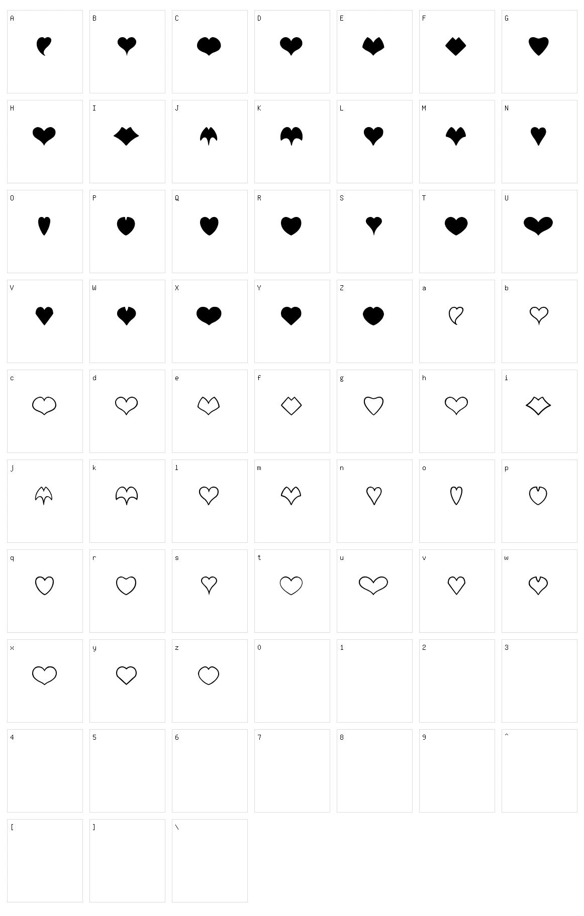 Heart Shapes Character Set
