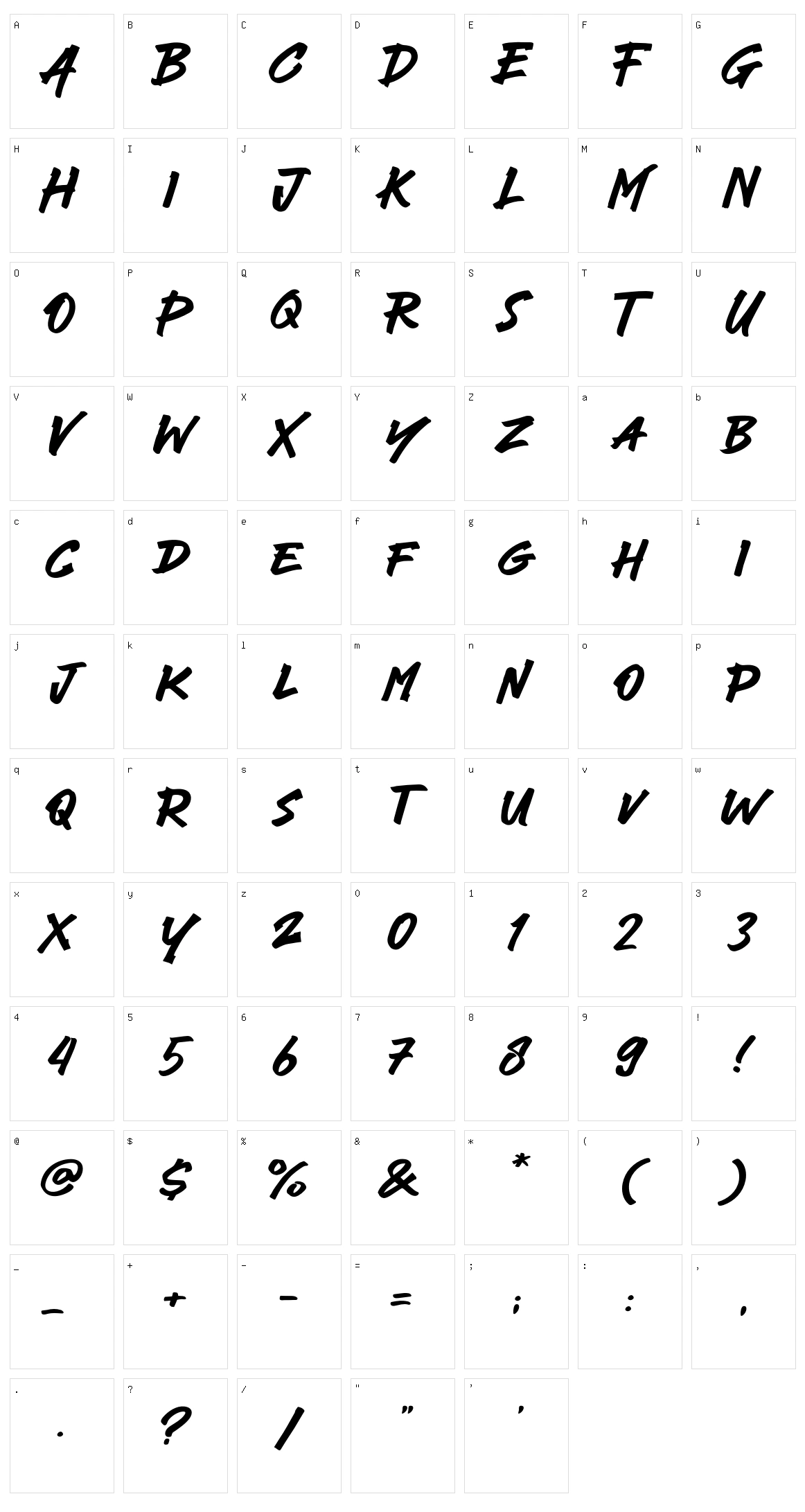 Here Brat Character Set