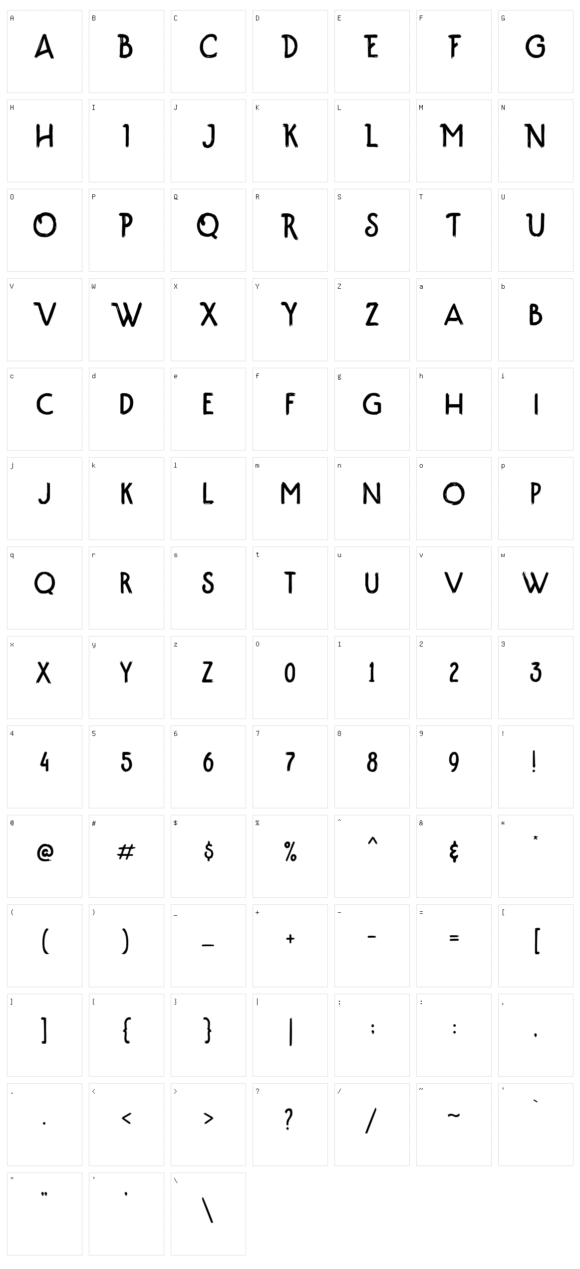 Pafoster Character Set