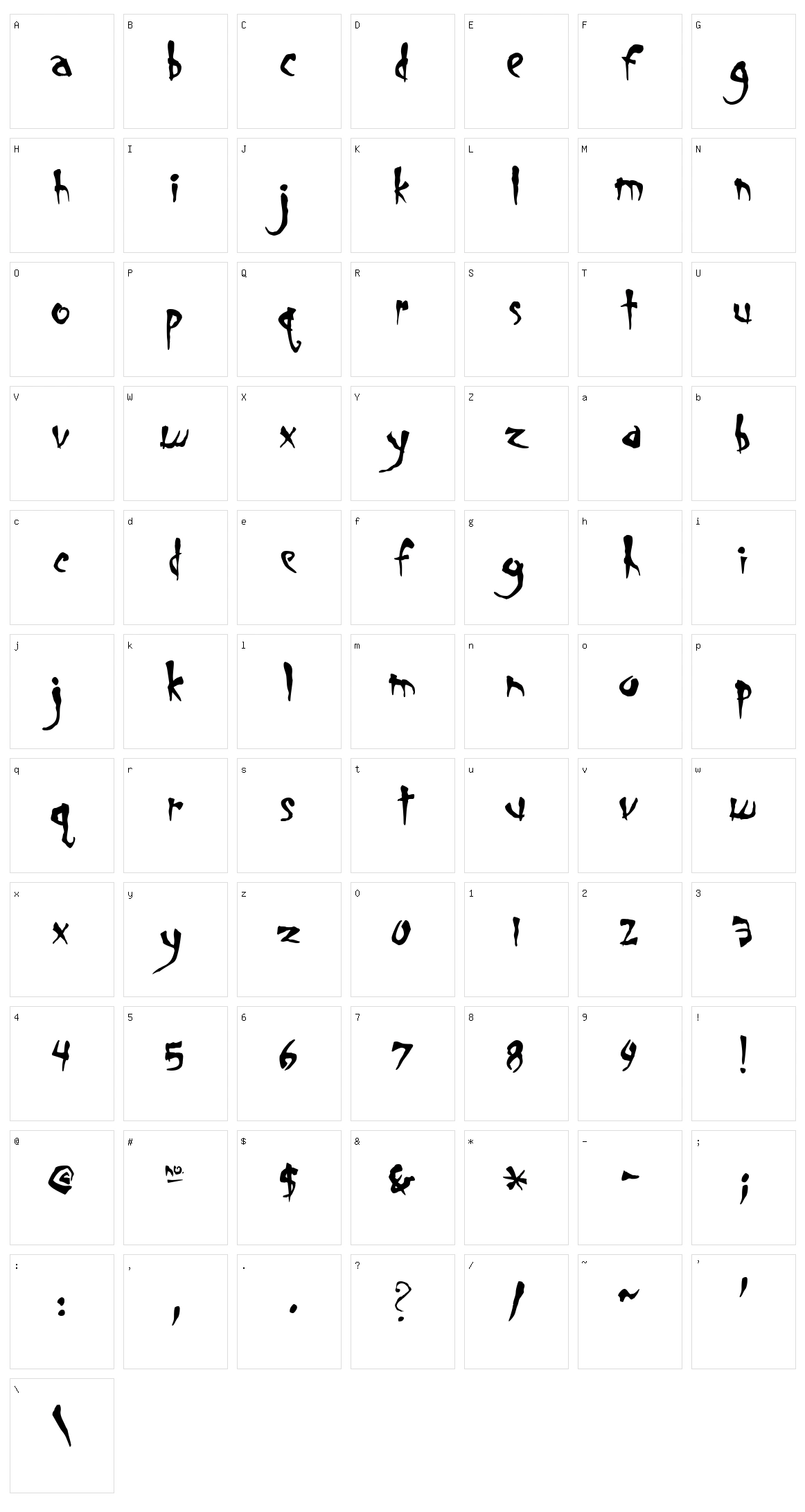 Smegalomania Character Set
