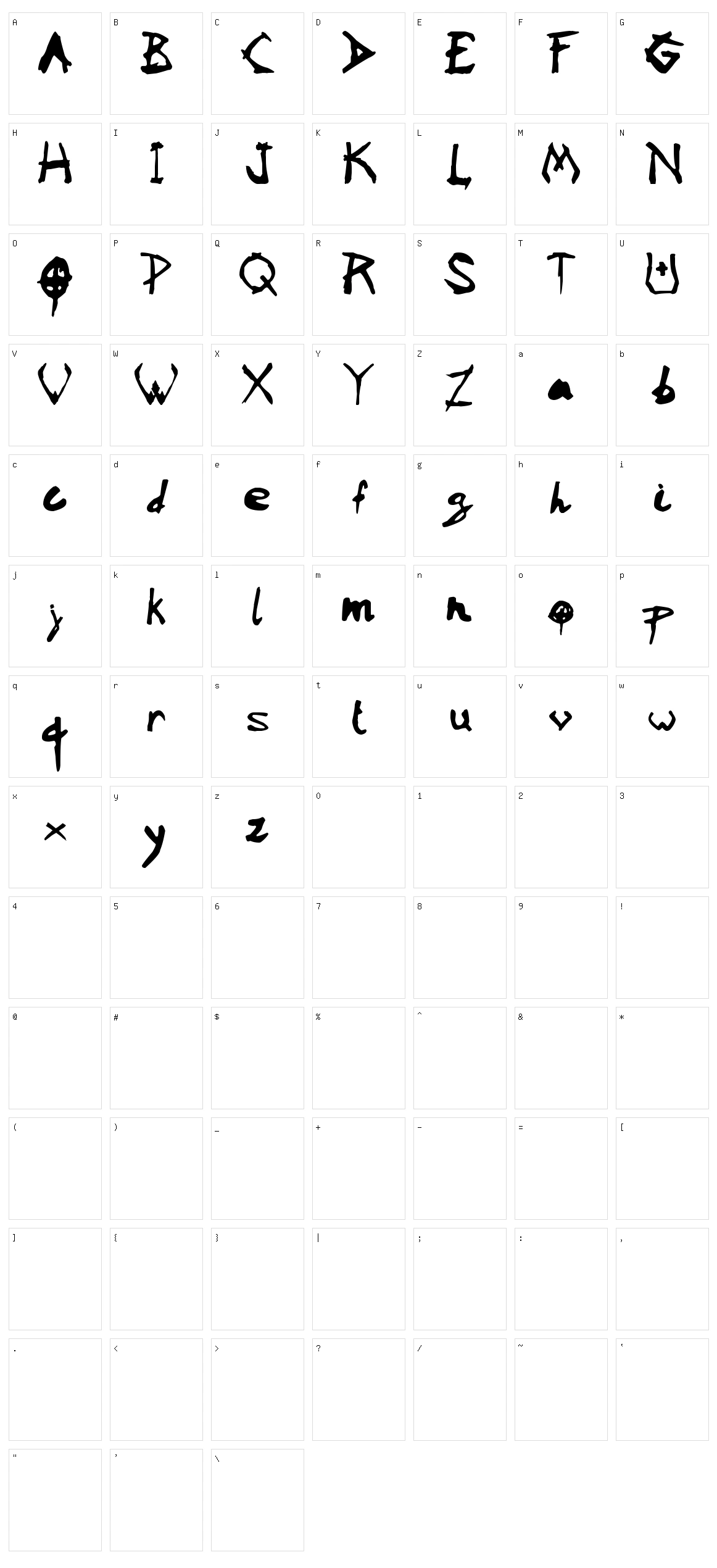 Vaudoo2RF Character Set