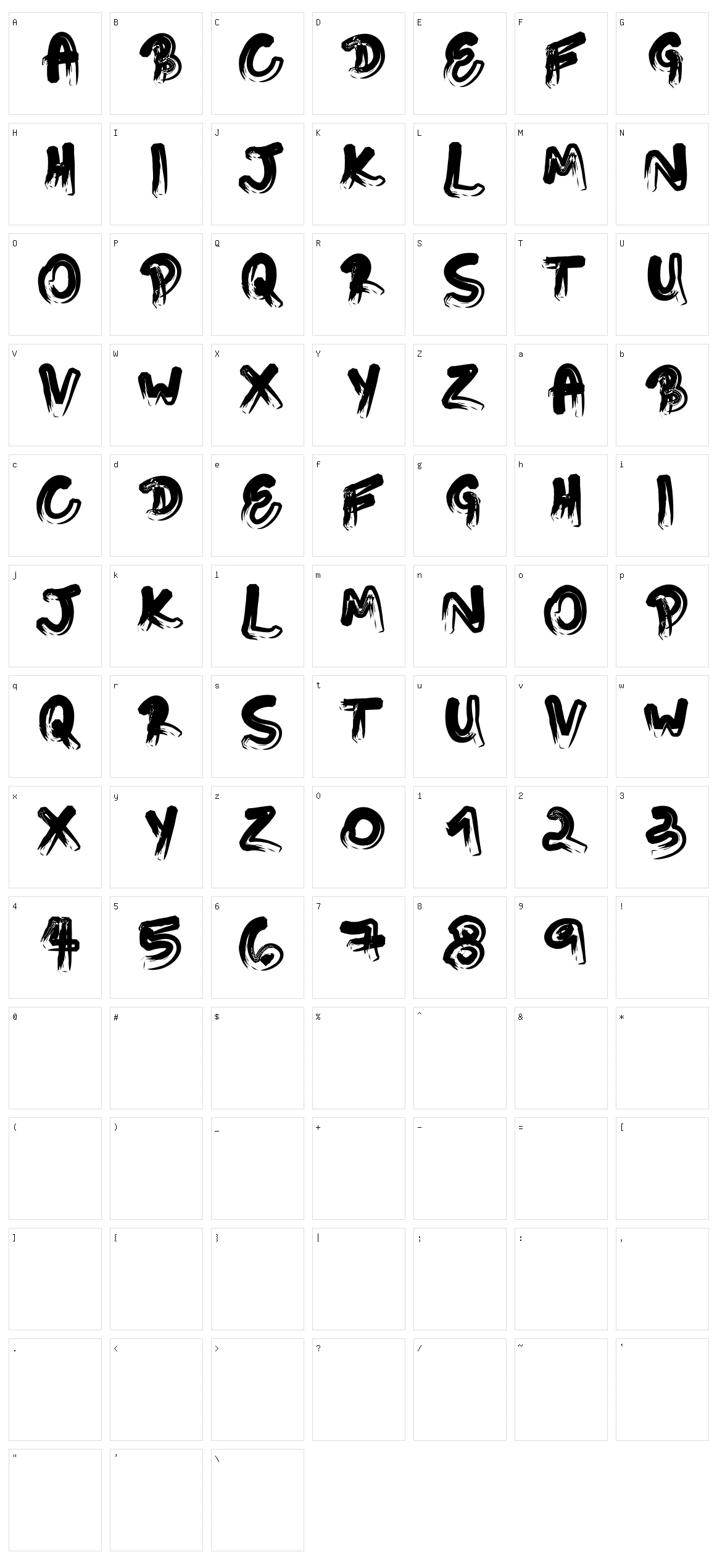 Touching Letters Character Set