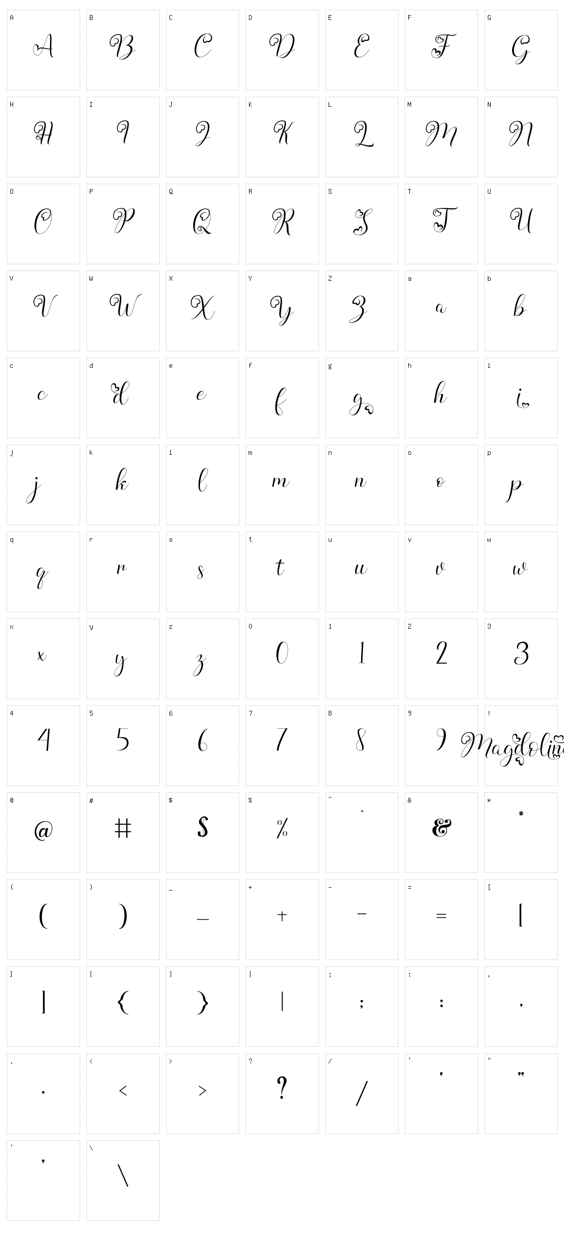 Magdolina Character Set