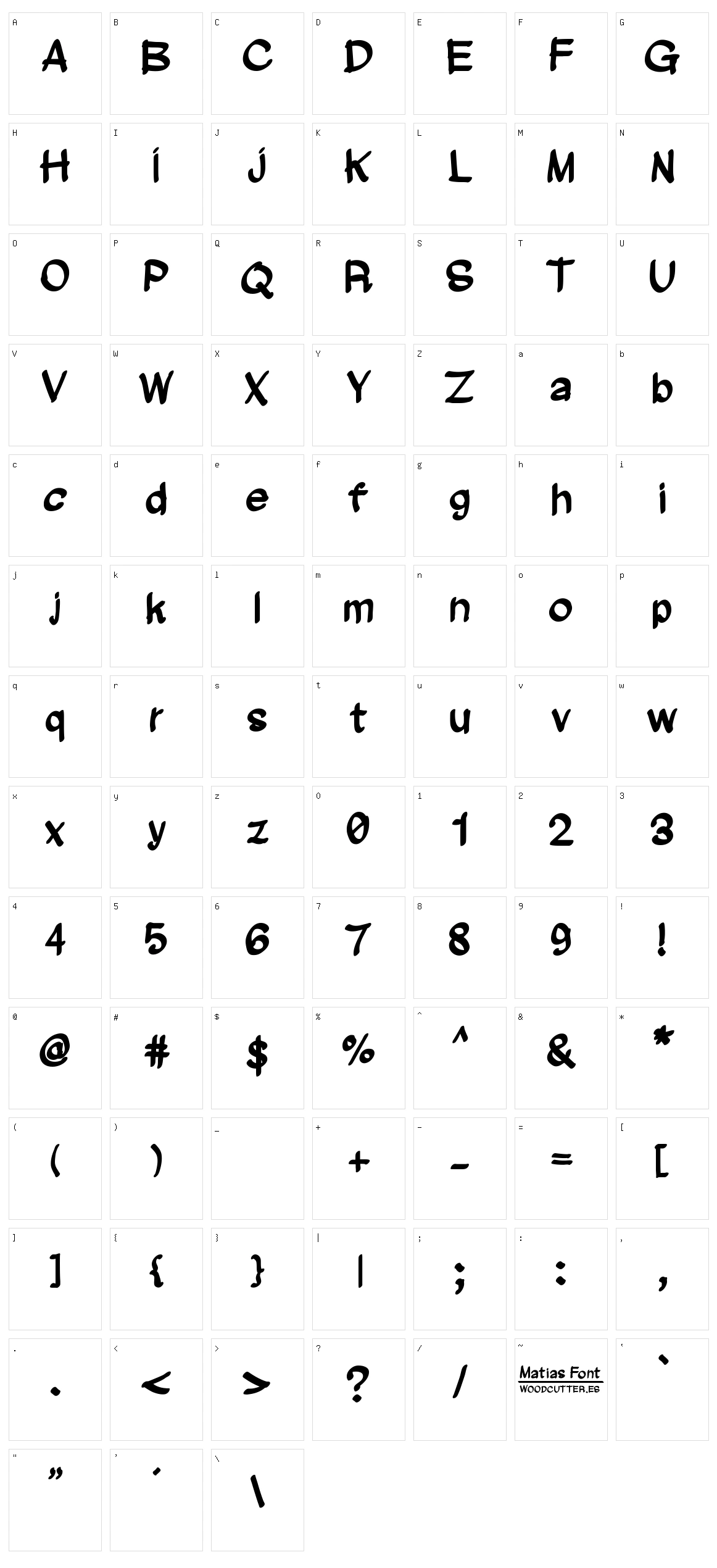Matias Font Character Set