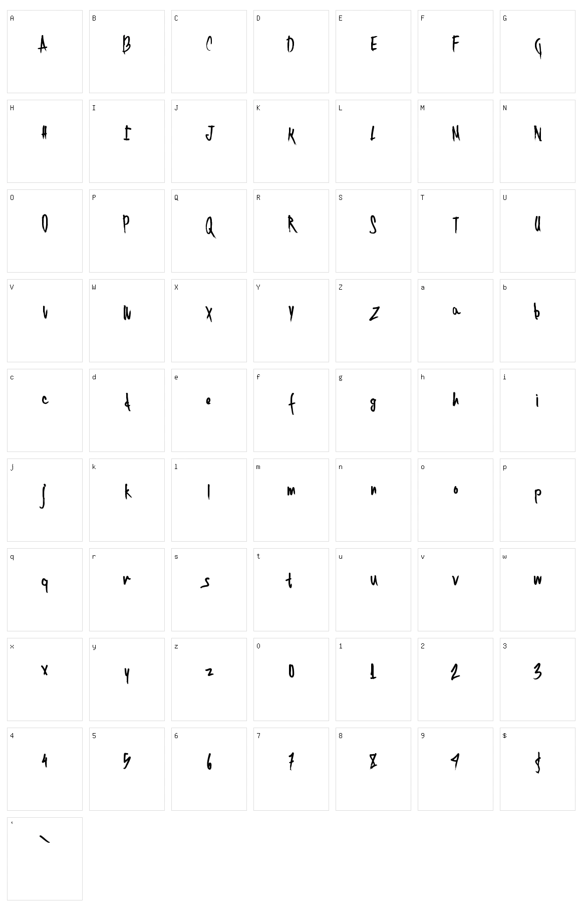 Twenty Singles Character Set