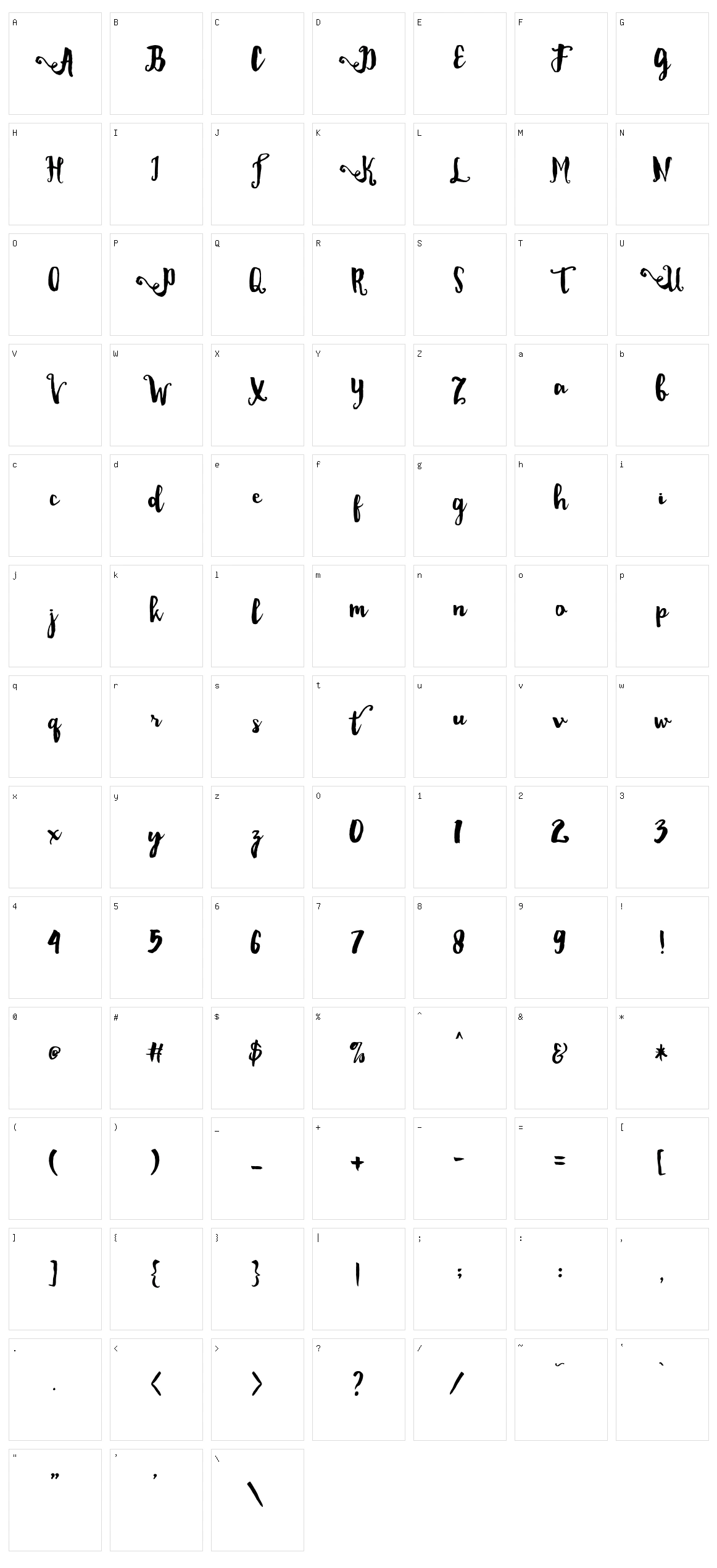 Dality Character Set