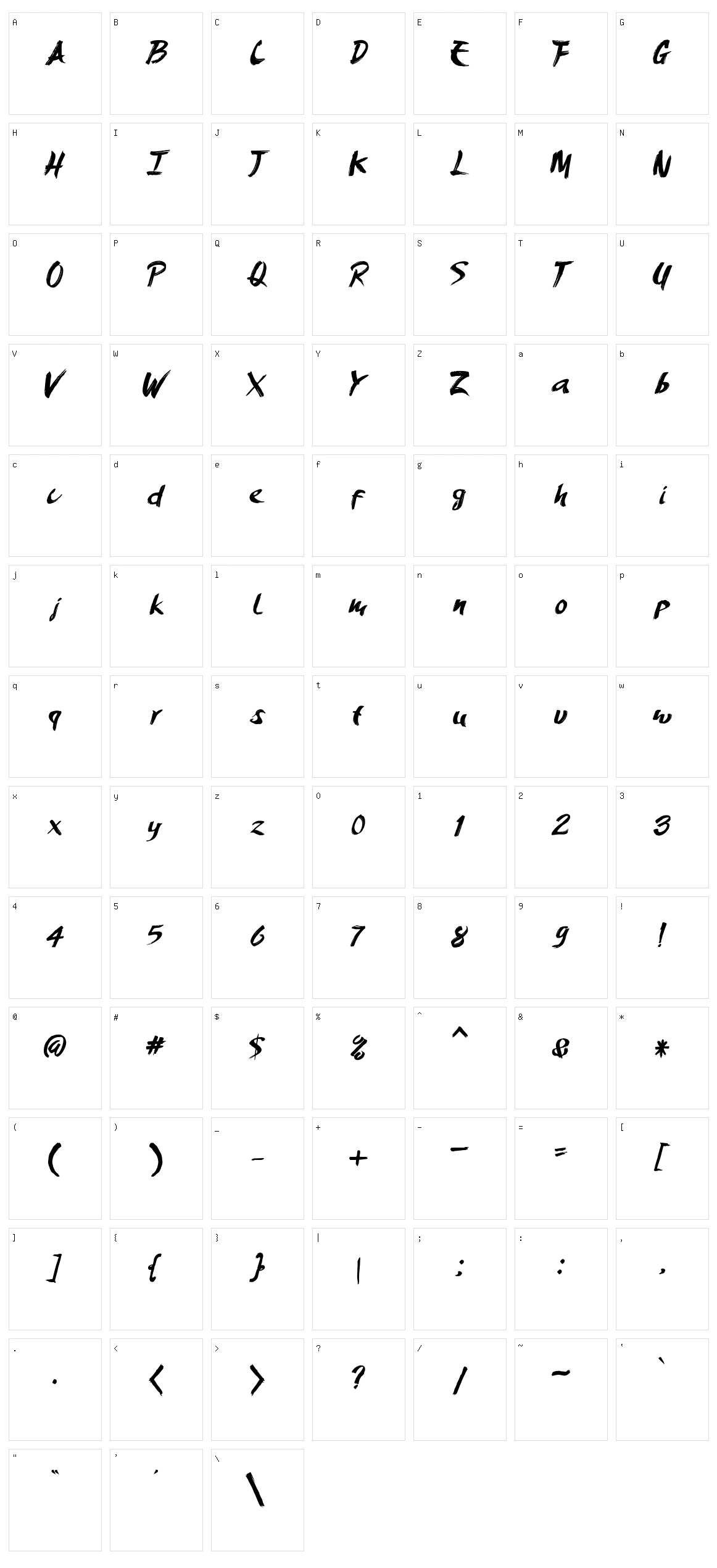 Amery Brush Character Set